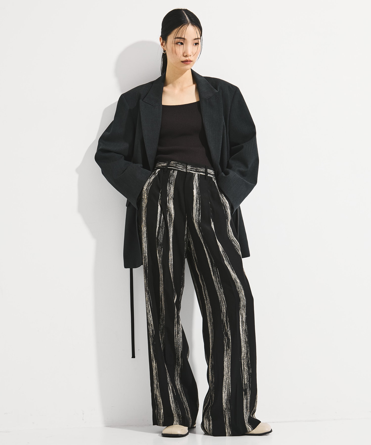 Stitch stripe pants AKIRANAKA
