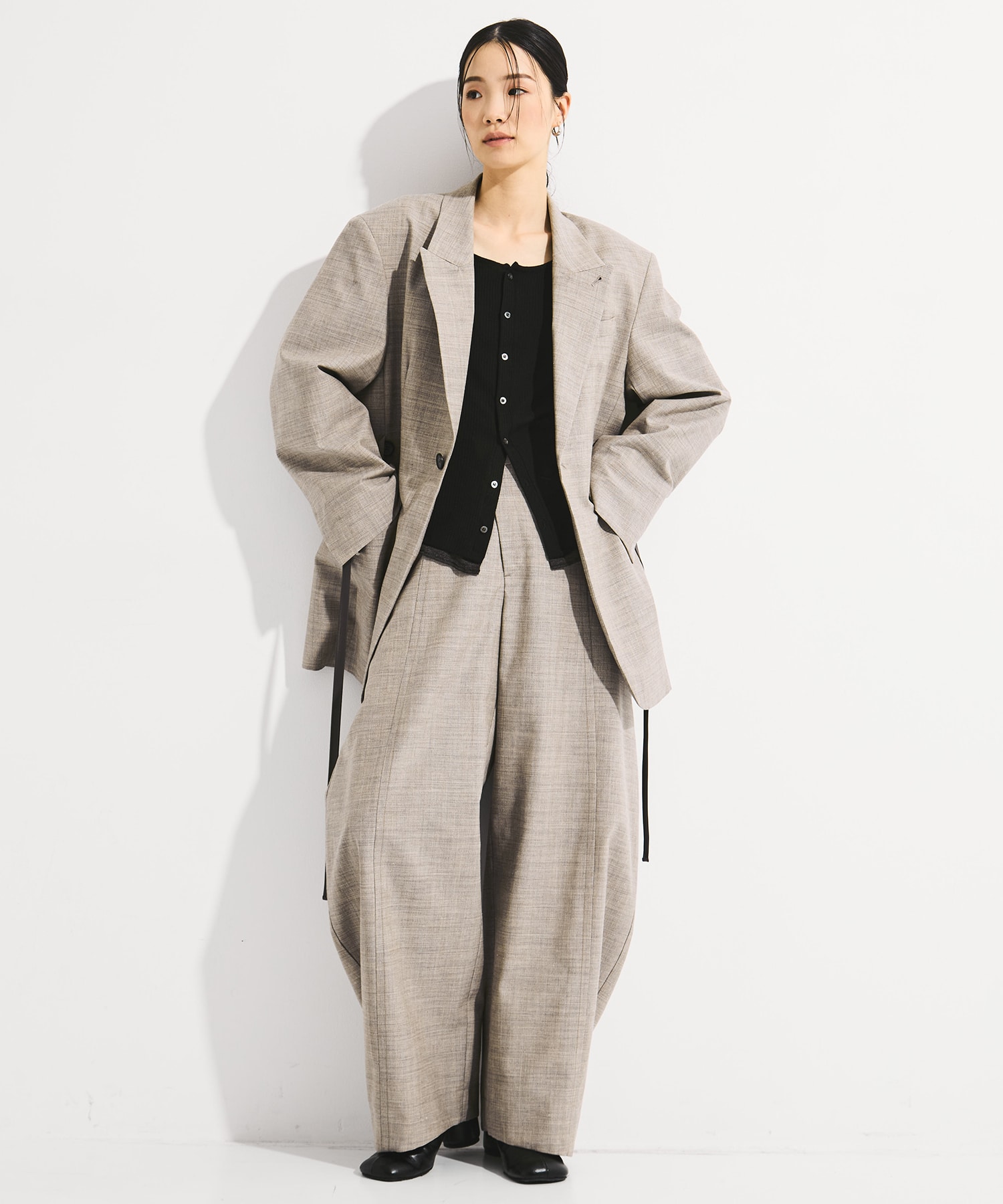 Wool Barrel Leg Trousers STUDIOUS