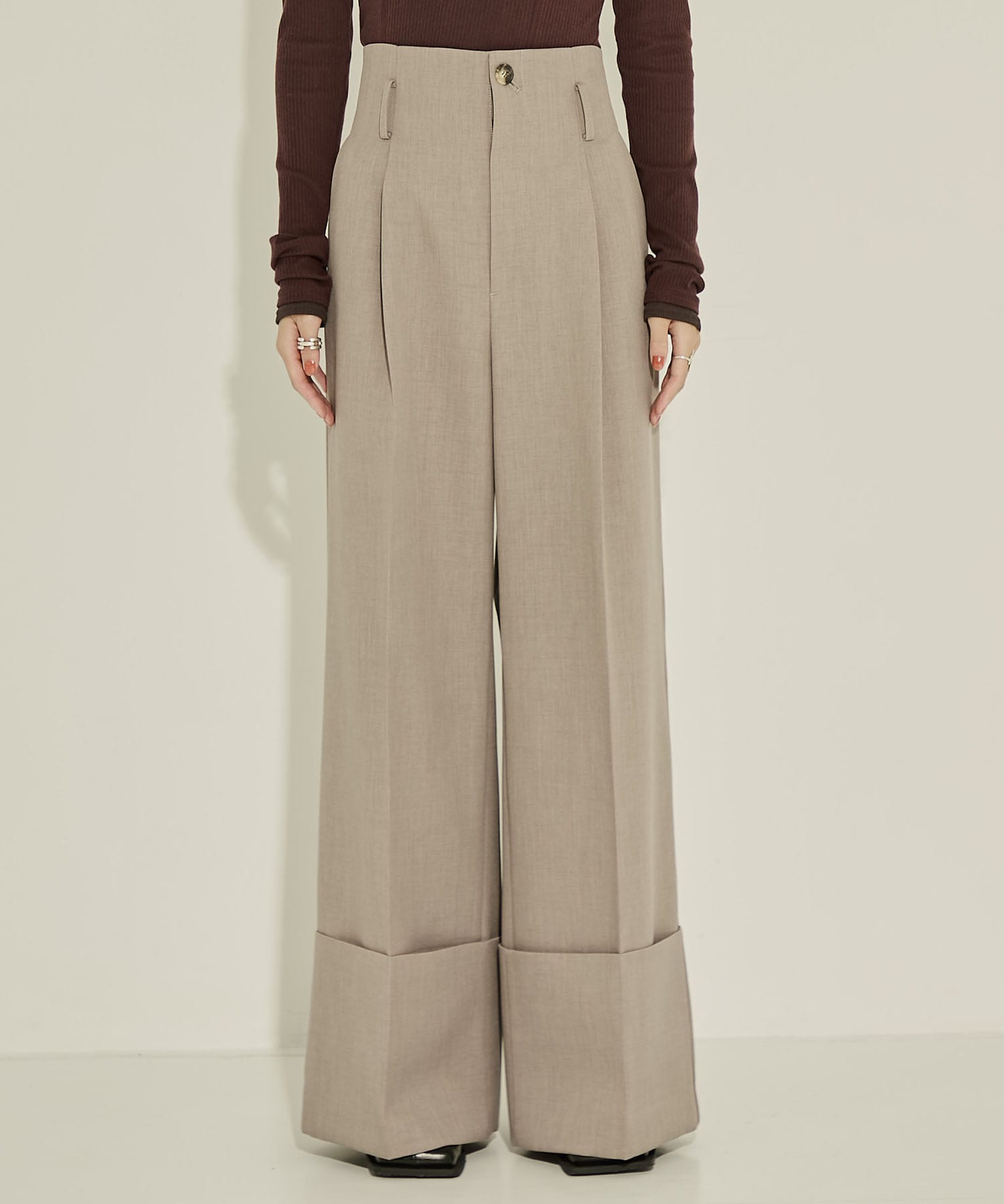 Wide Double Hem Trousers STUDIOUS