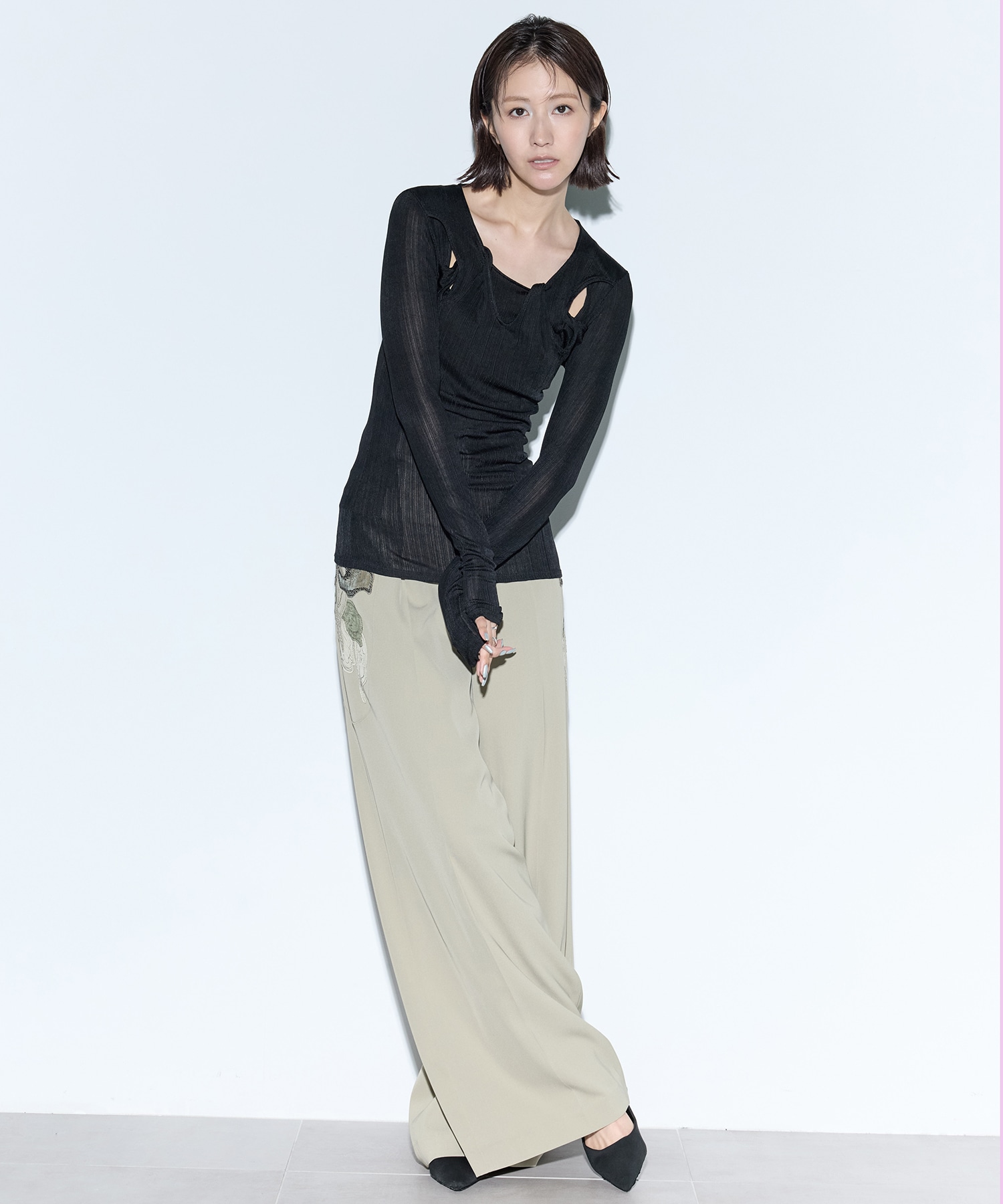 Patchwork embroidered slacks MURRAL