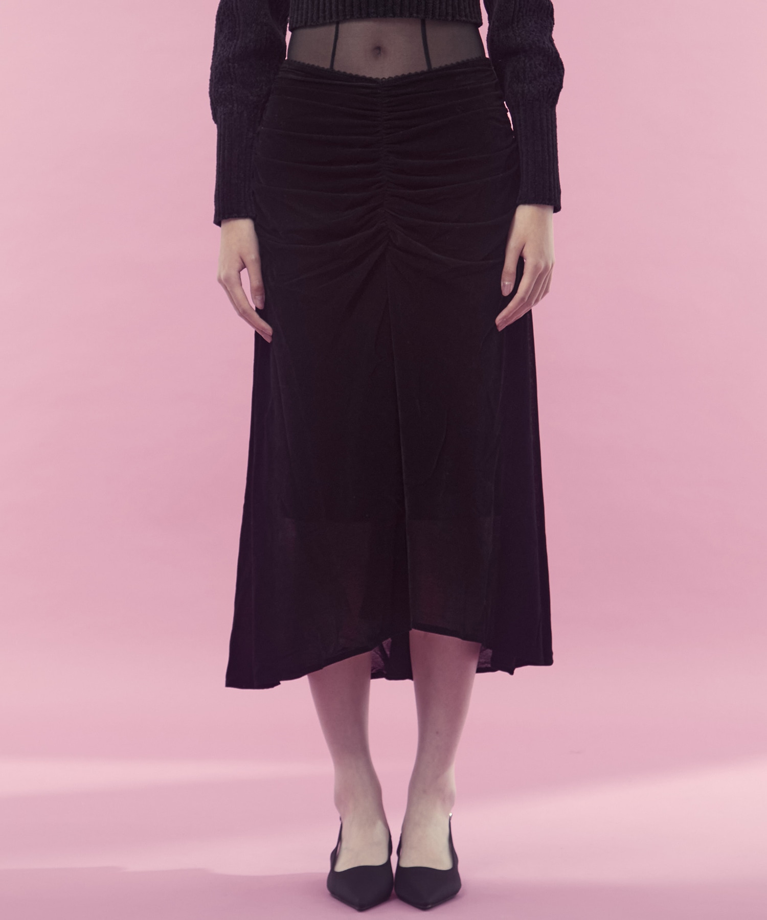 Velvet tulle gathered skirt FETICO
