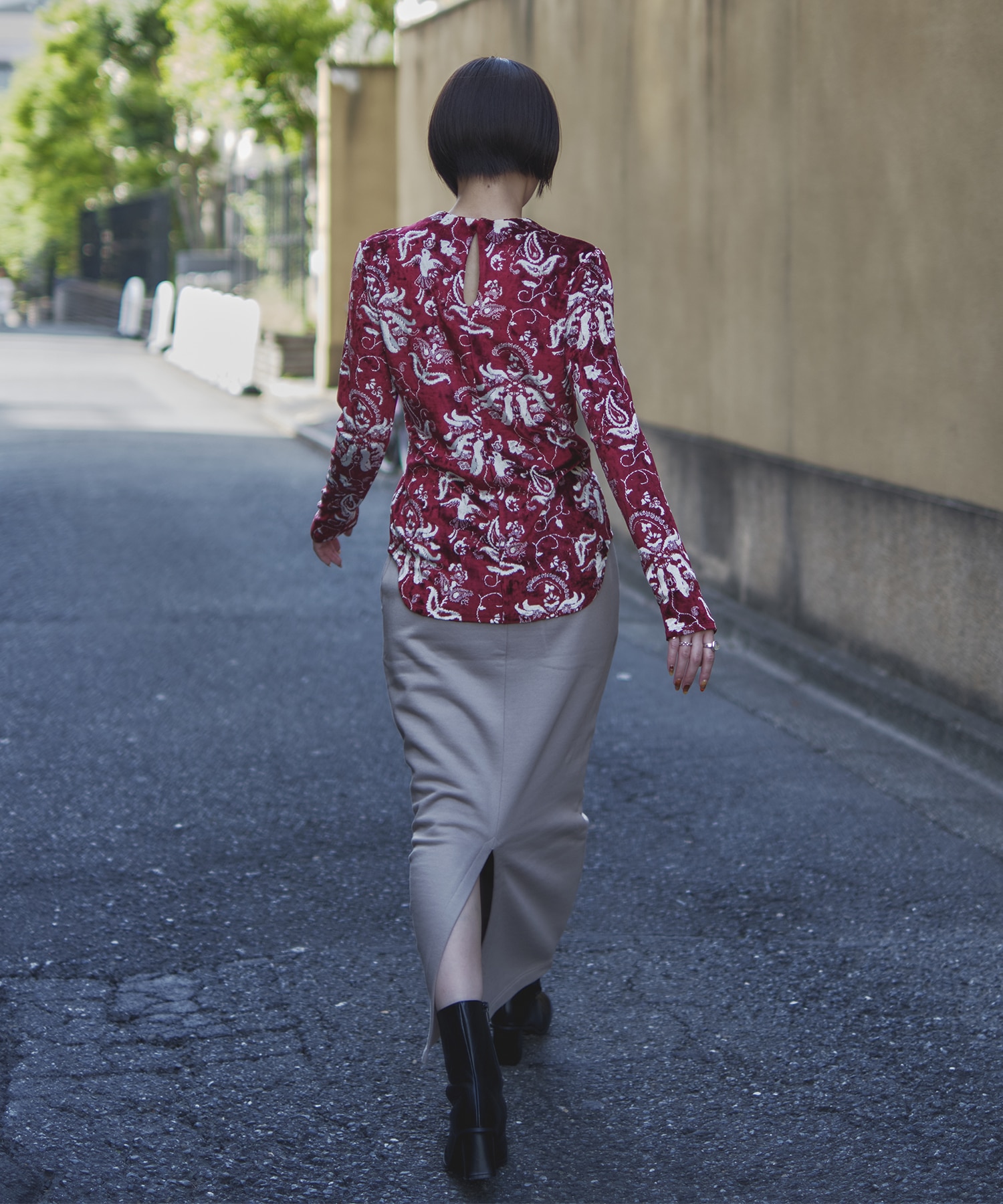 Floral Motif Embroidered Sweater Skirt Mame Kurogouchi
