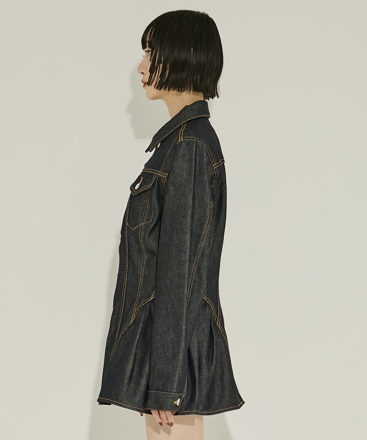 RIGID DENIM PEPLUM JACKET JOHN LAWRENCE SULLIVAN