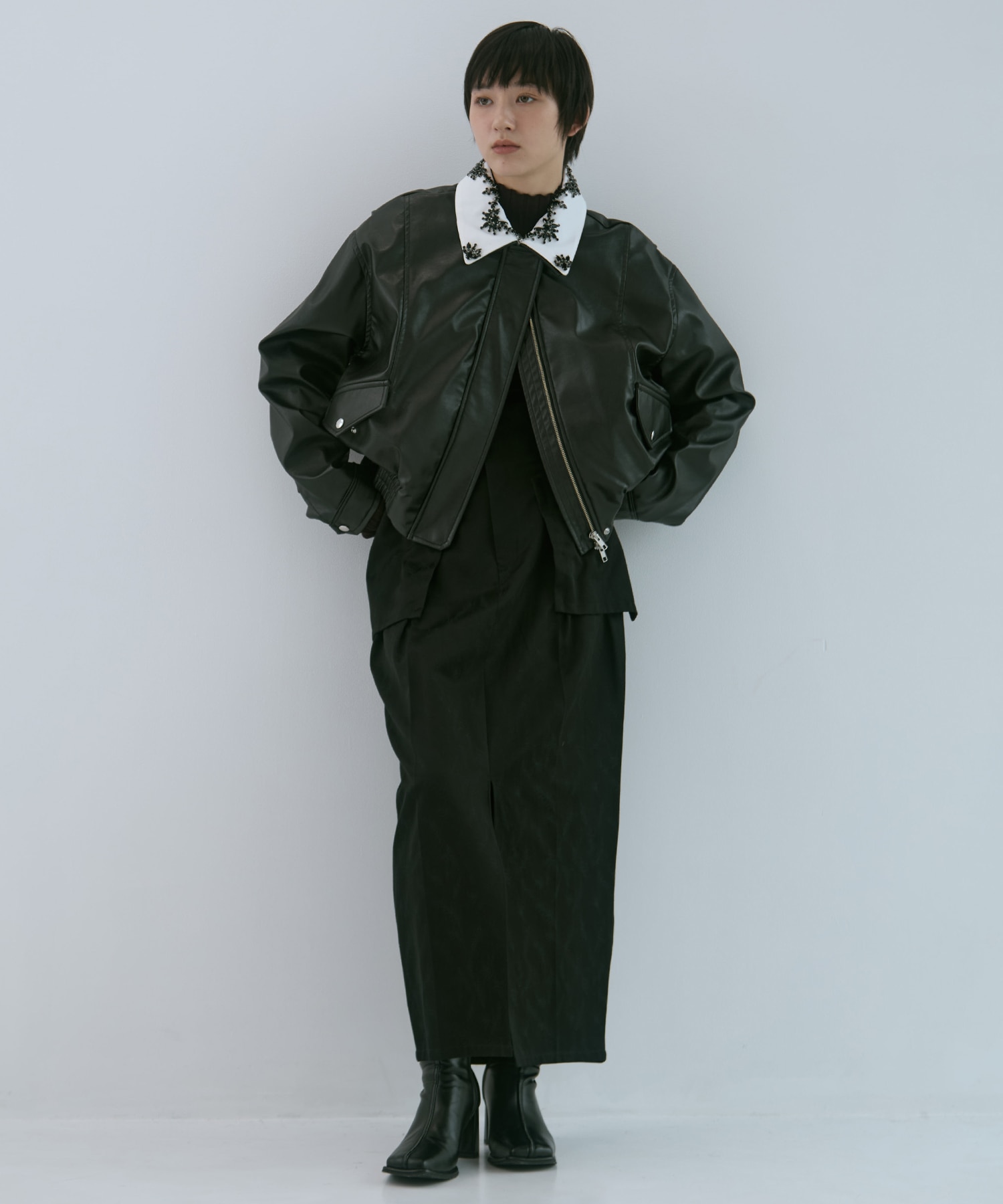 crystal bijou collar 2WAY blouson tanakadaisuke