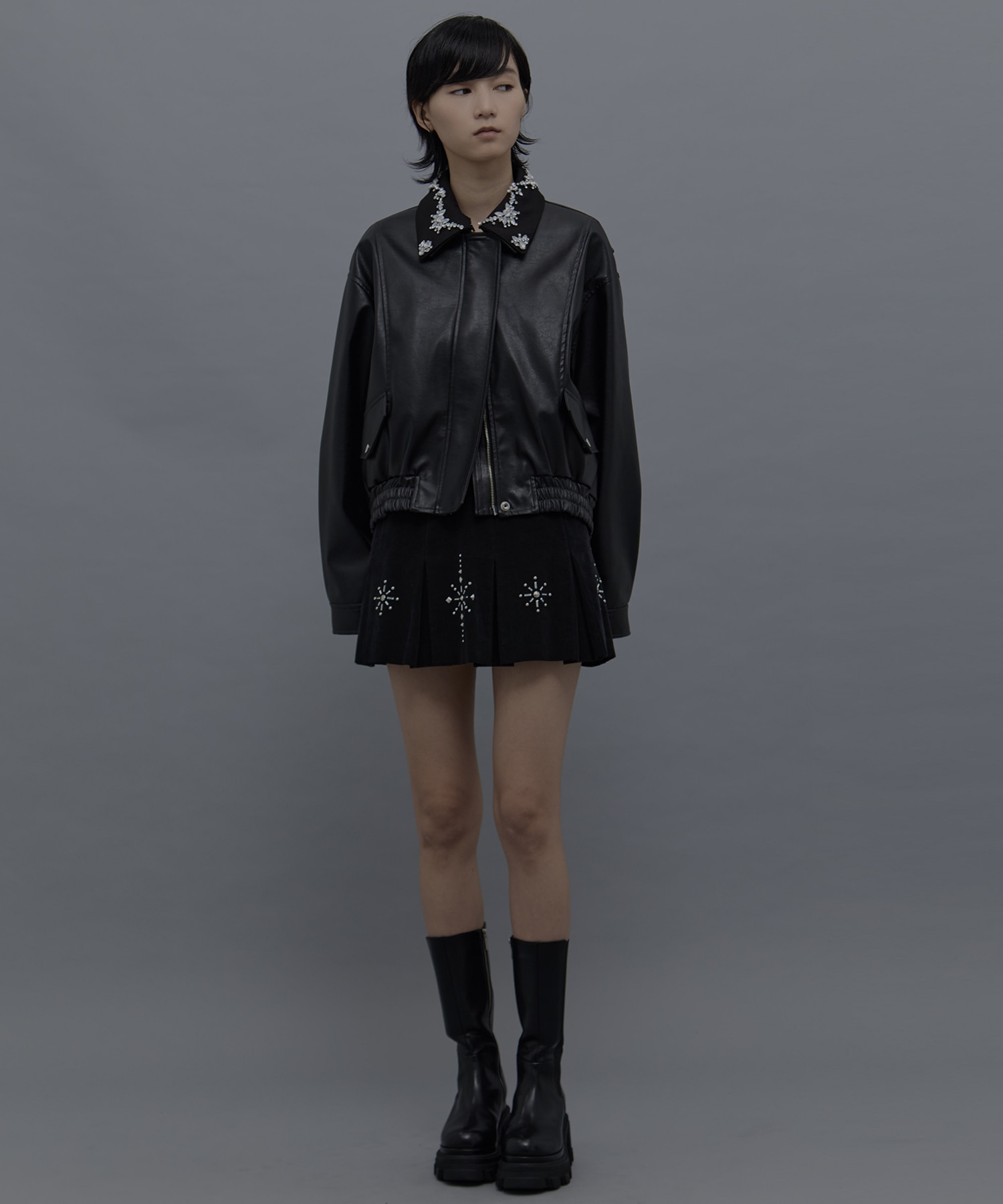 crystal bijou collar 2WAY blouson tanakadaisuke