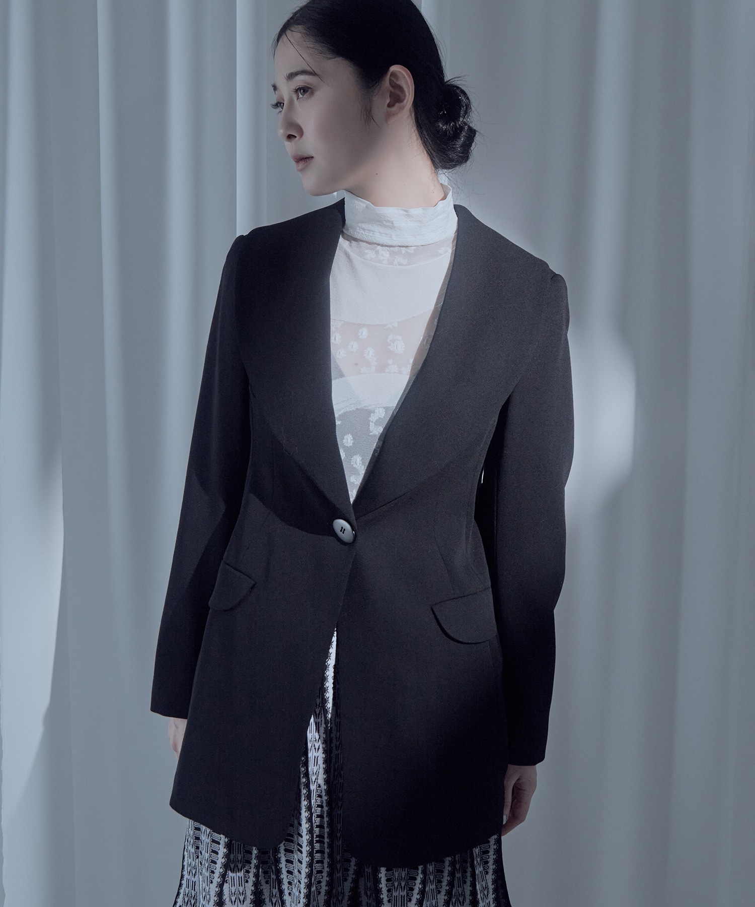 Wool Venetian Shawl Collar Jacket Mame Kurogouchi