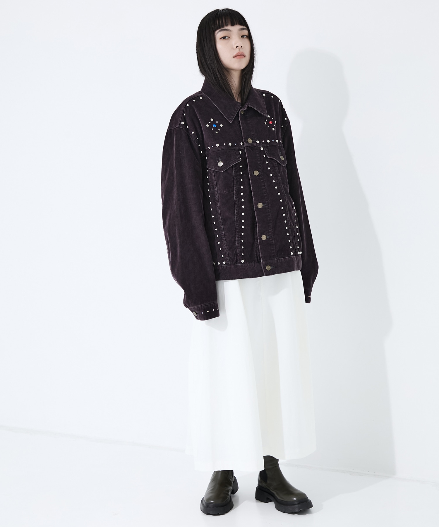 Studded Jean Jacket - 14W Corduroy Needles