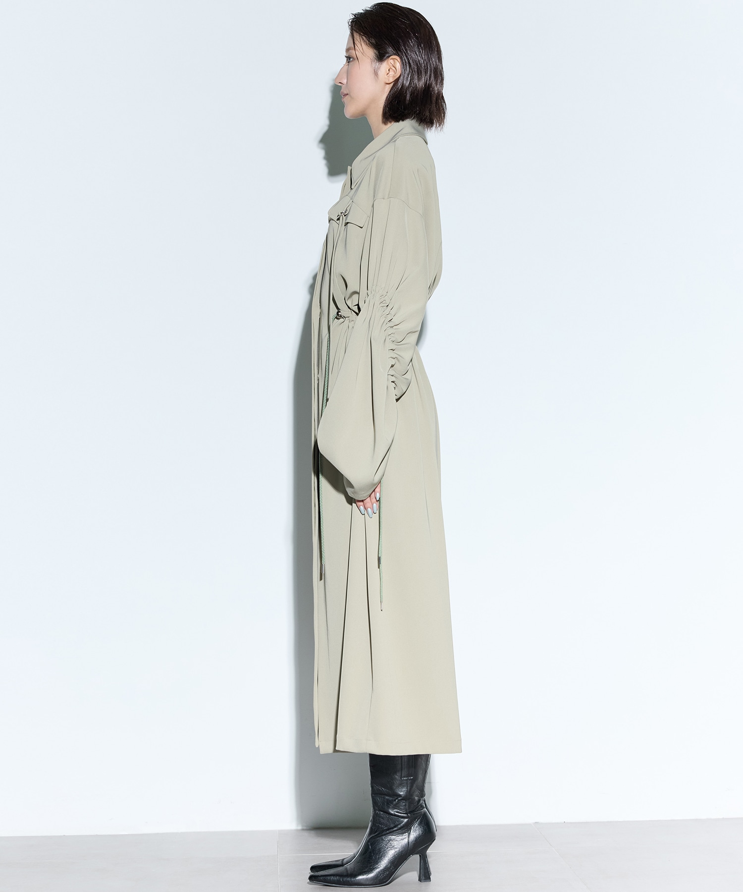 Gathered sleeve military coat MURRAL