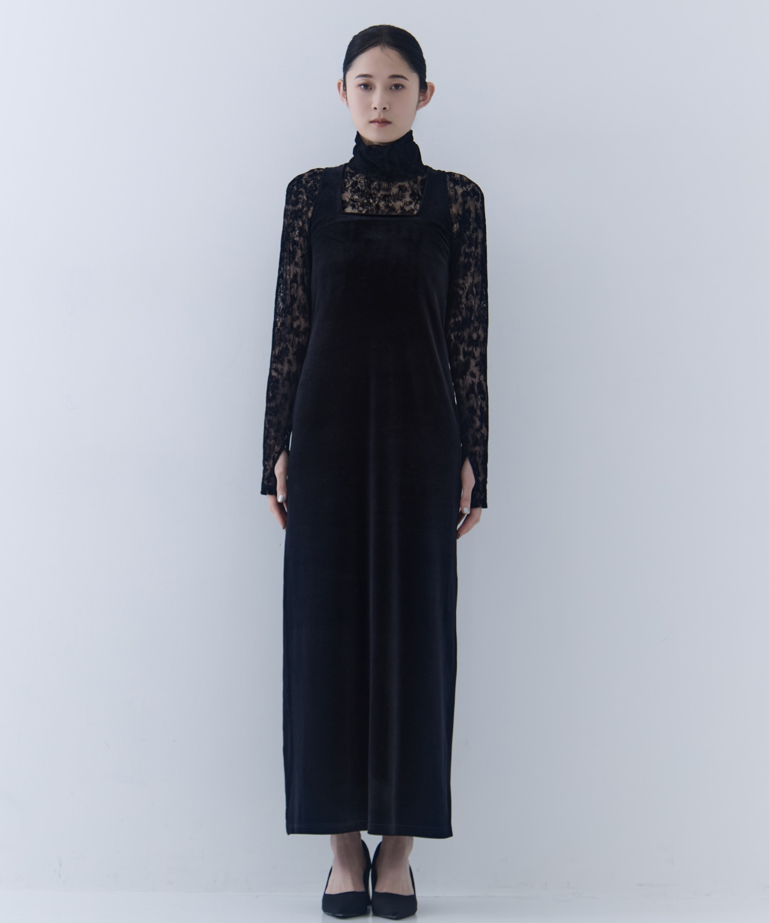 UND OFF SHOULDER VELOUR CARDIGAN SET DRESS AMERI