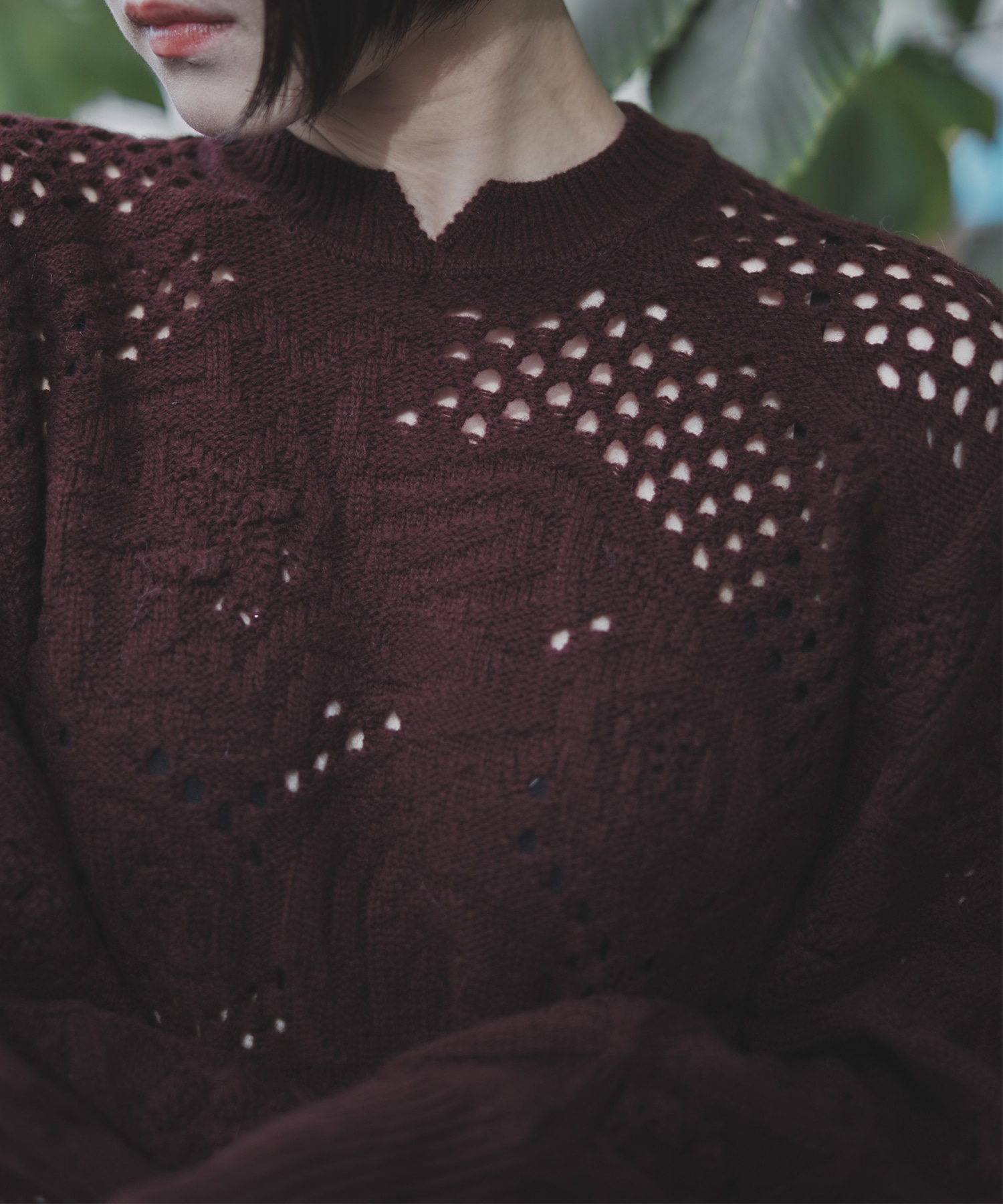 Multi Pattern Low Gauge Knitted Top Mame Kurogouchi