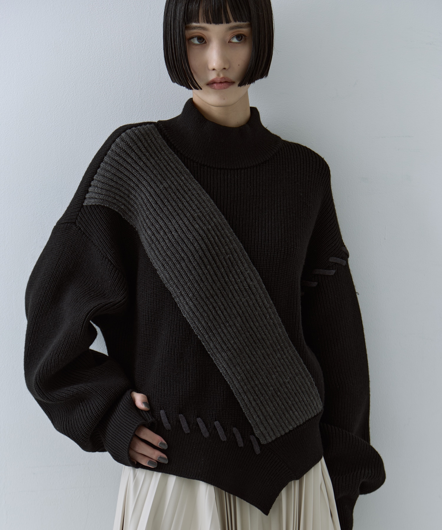 別注Asymmetrical Stitch Rib knit UN3D.