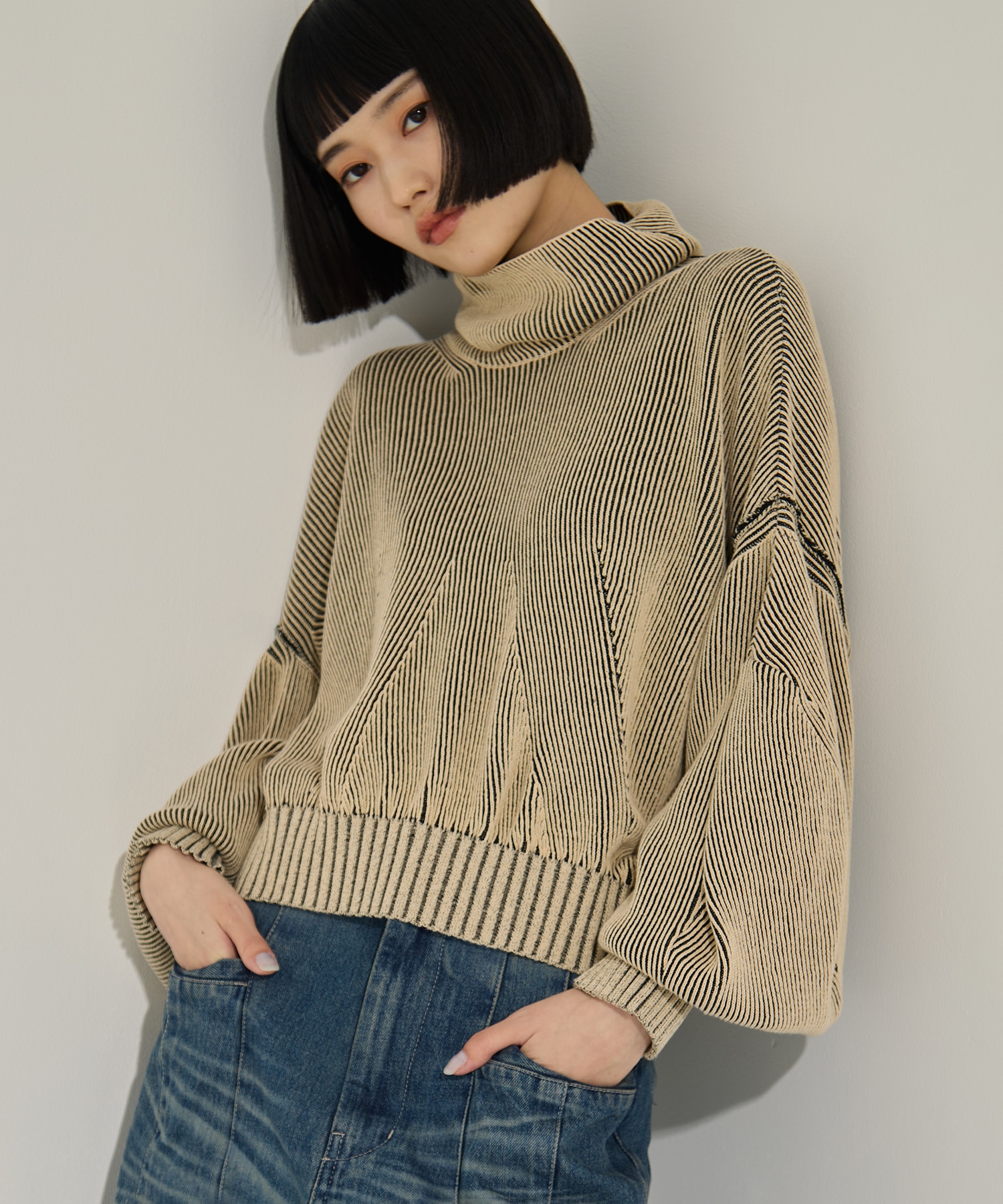 別注Dual face knit AKIKOAOKI