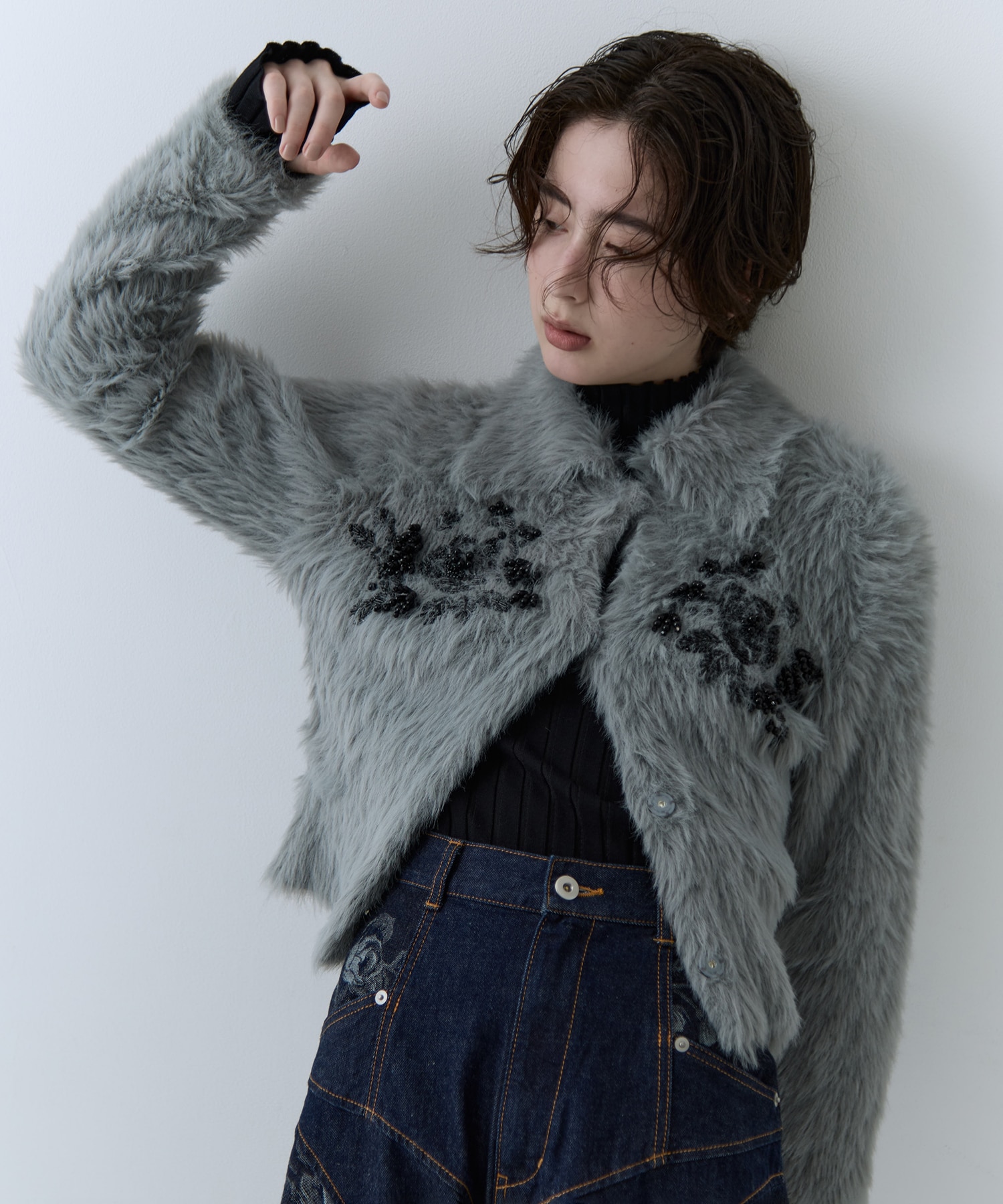 別注 シャギービジューカーディガン FETICO