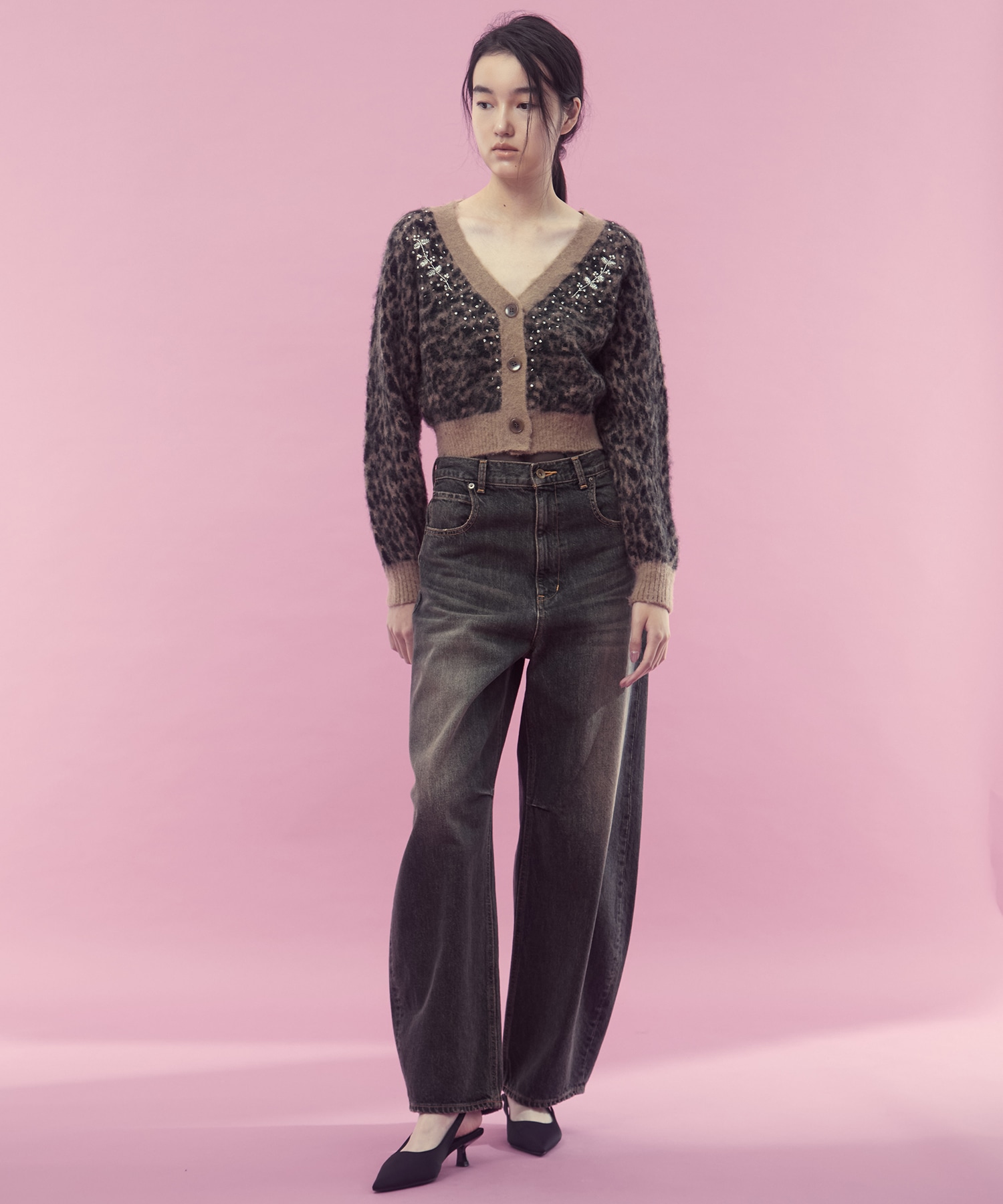 Jacquard-knit V-neck cardigan FETICO