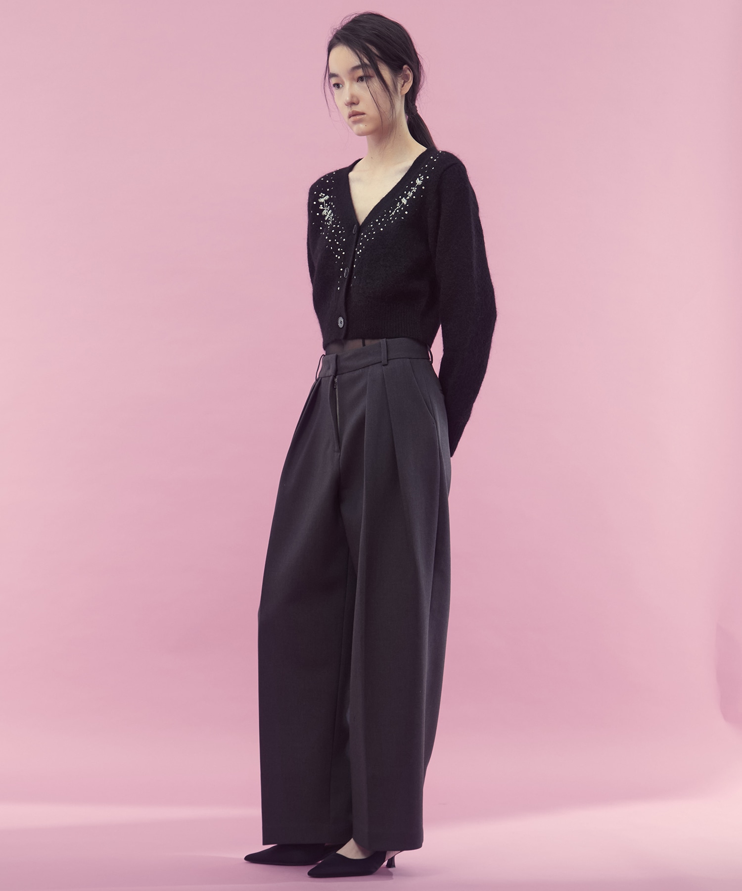 Jacquard-knit V-neck cardigan FETICO