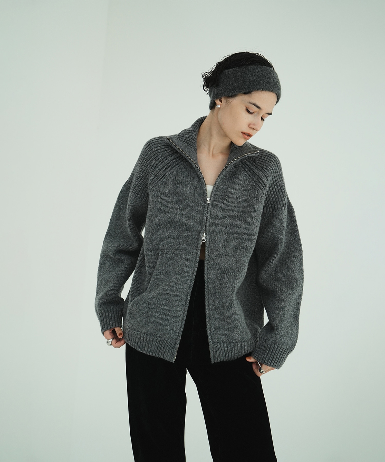 POCKET ZIP KNIT TOPS CLANE