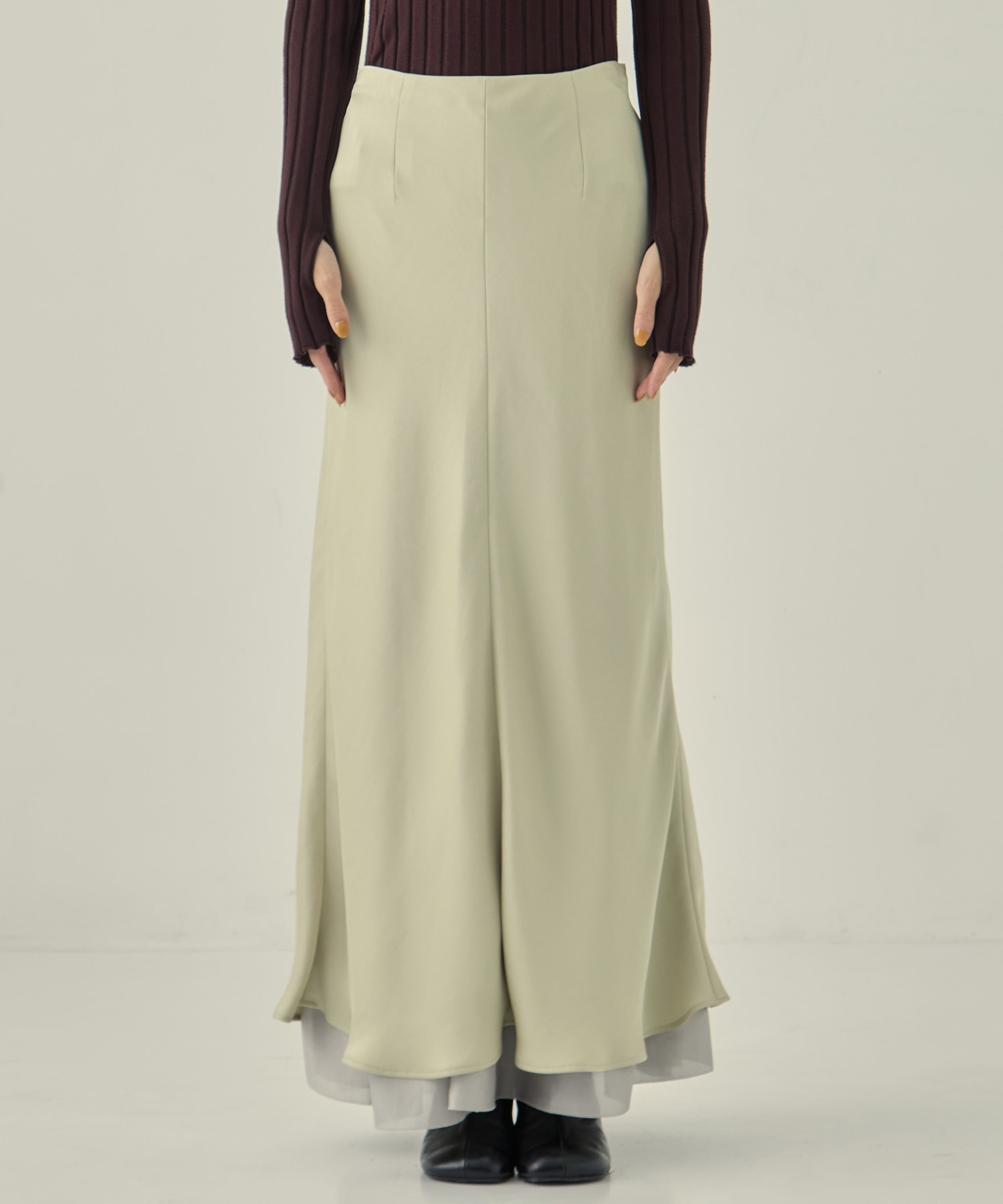 LAYERED SATIN MERMAID SKIRT STUDIOUS