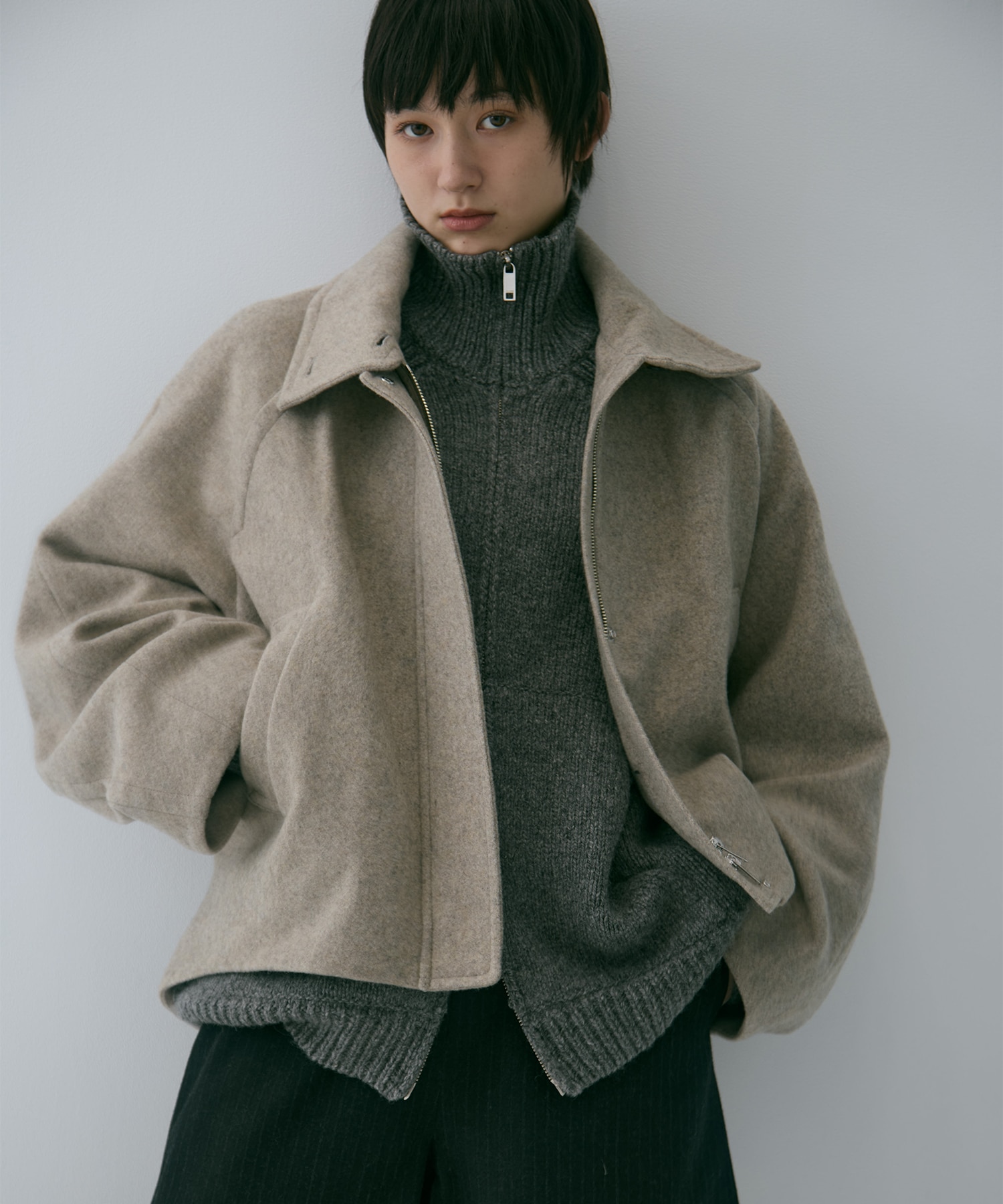 Stand Collar Wool Blouson STUDIOUS
