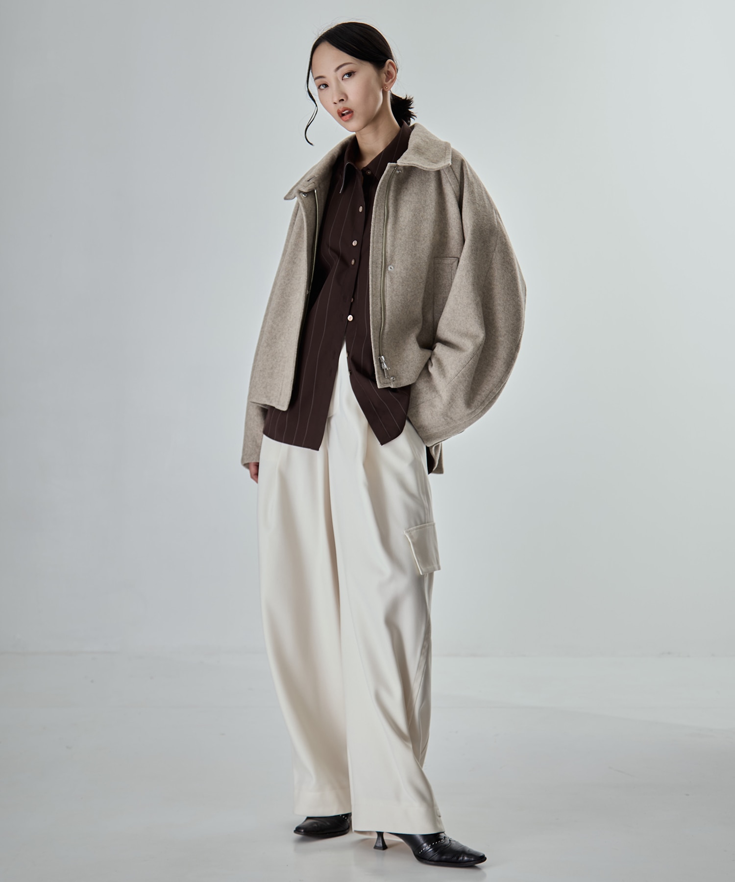 Stand Collar Wool Blouson STUDIOUS