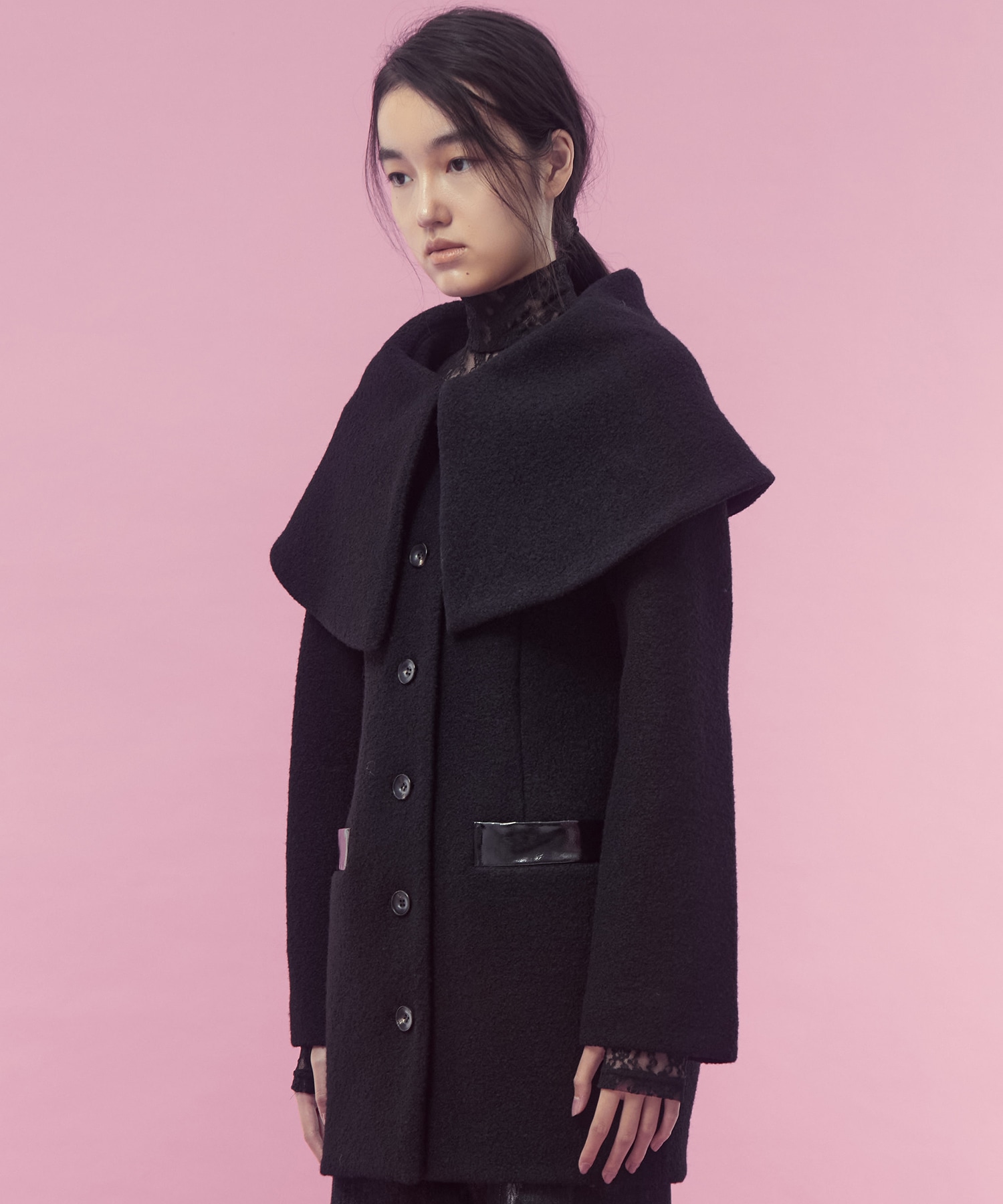 Boucle wool cape coat FETICO