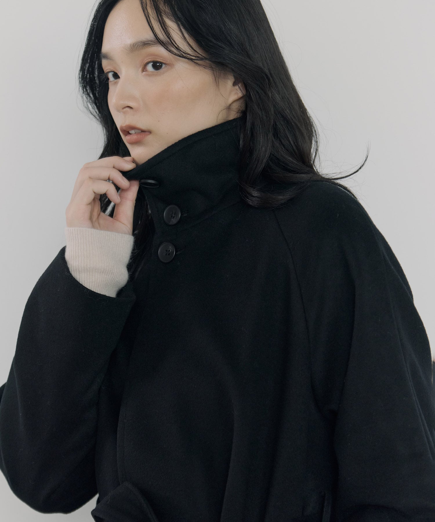 別注スタンドカラーロングコート Dessin de mode