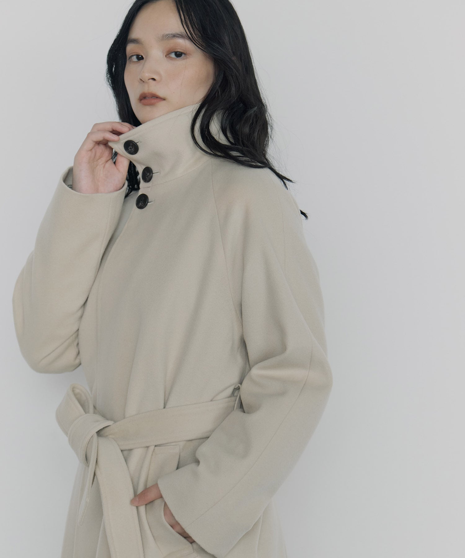 別注スタンドカラーロングコート Dessin de mode