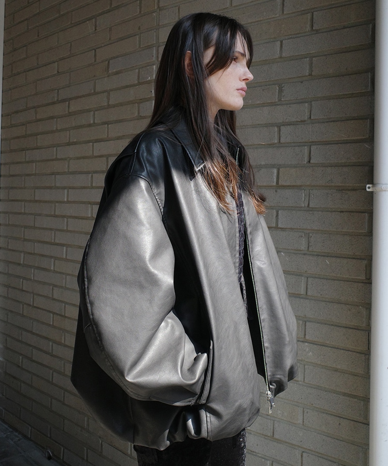 FAKE LEATHER BALLOON JACKET CLANE