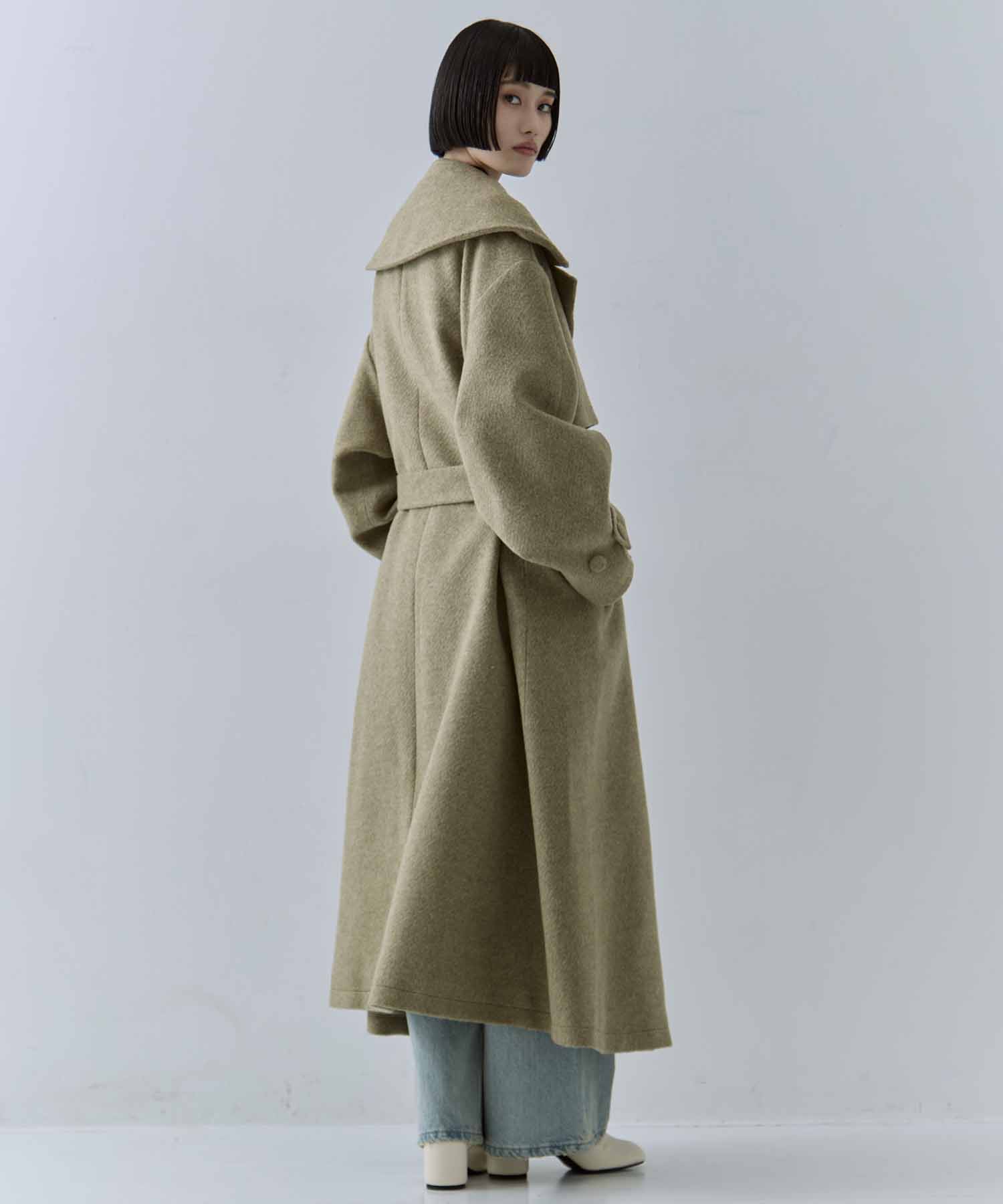 UND BIG ROUND COLLAR WOOL LONG COAT AMERI