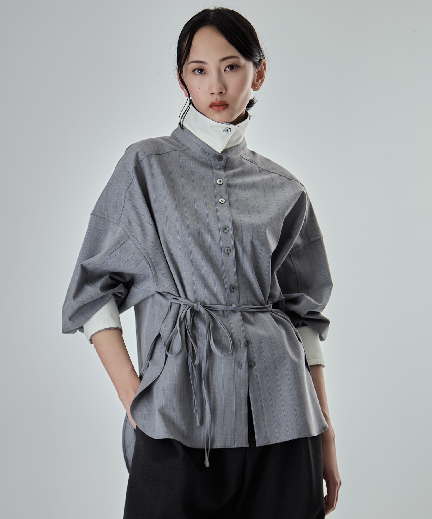 Wide Stripe 2way Shirt STUDIOUS