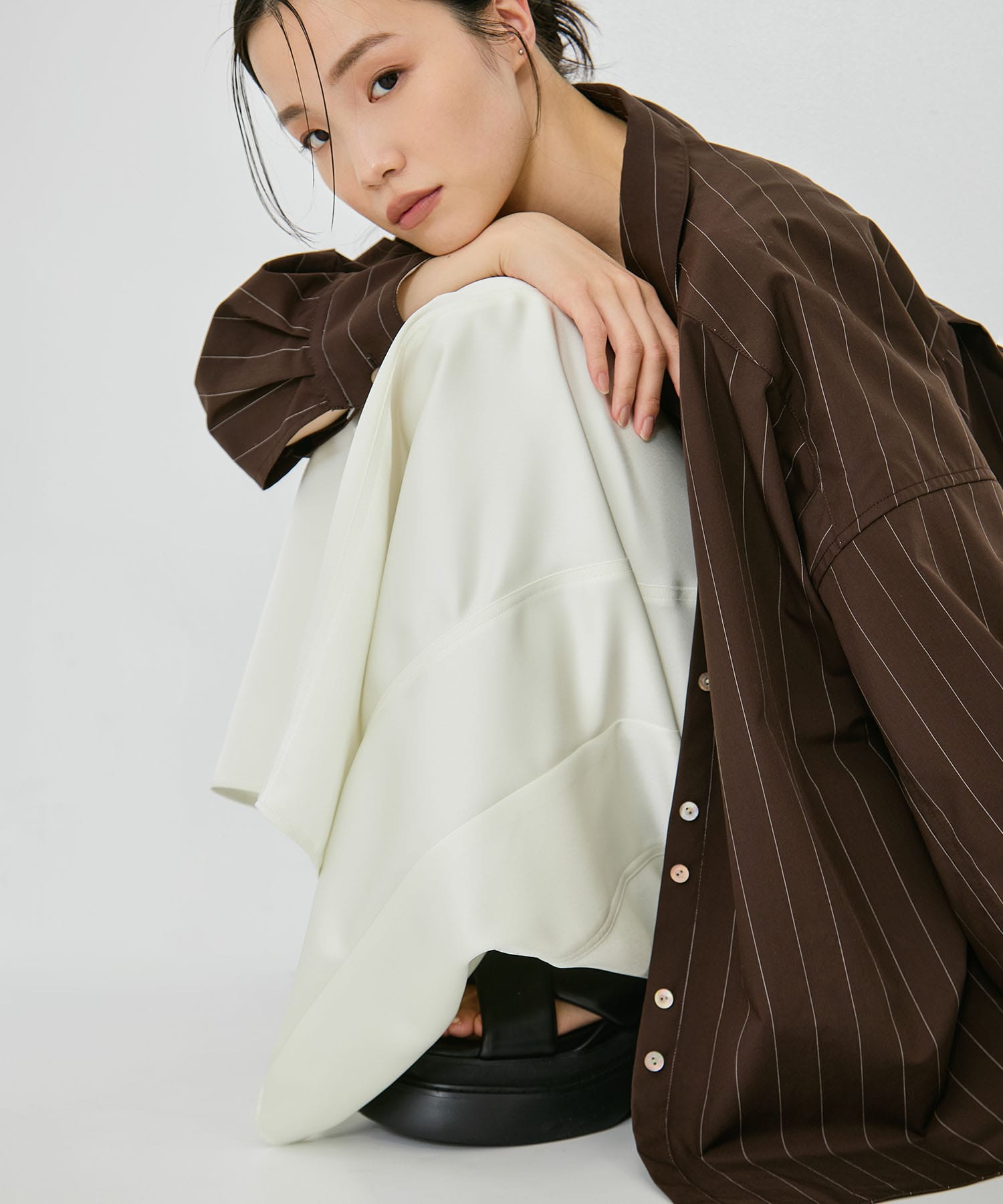 Wide Stripe 2way Shirt STUDIOUS