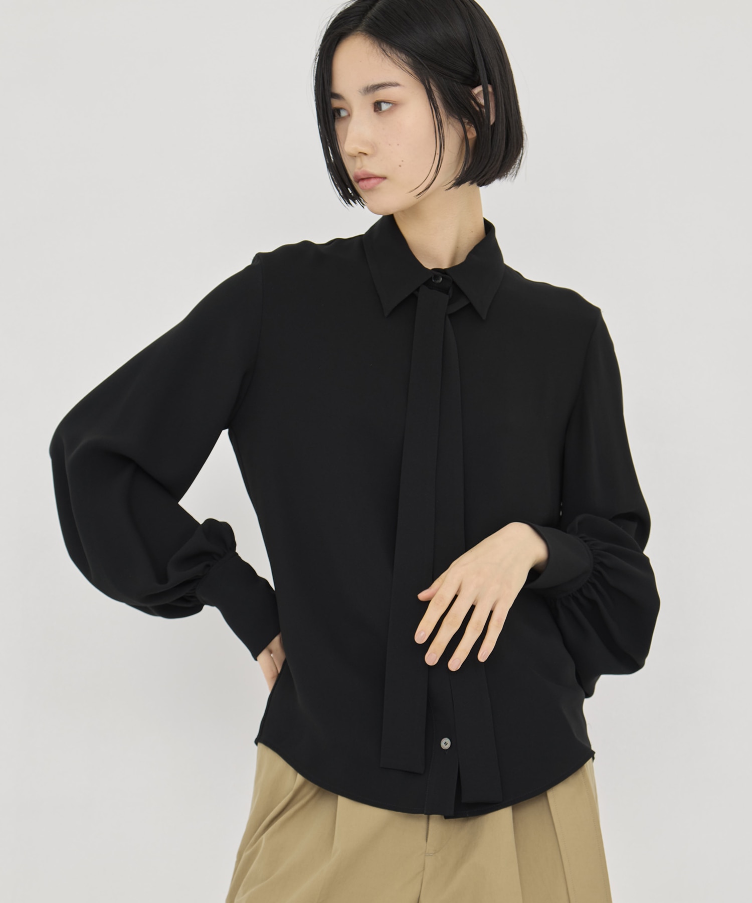 BLACK FORMAL BOWTIE SHIRT CINOH