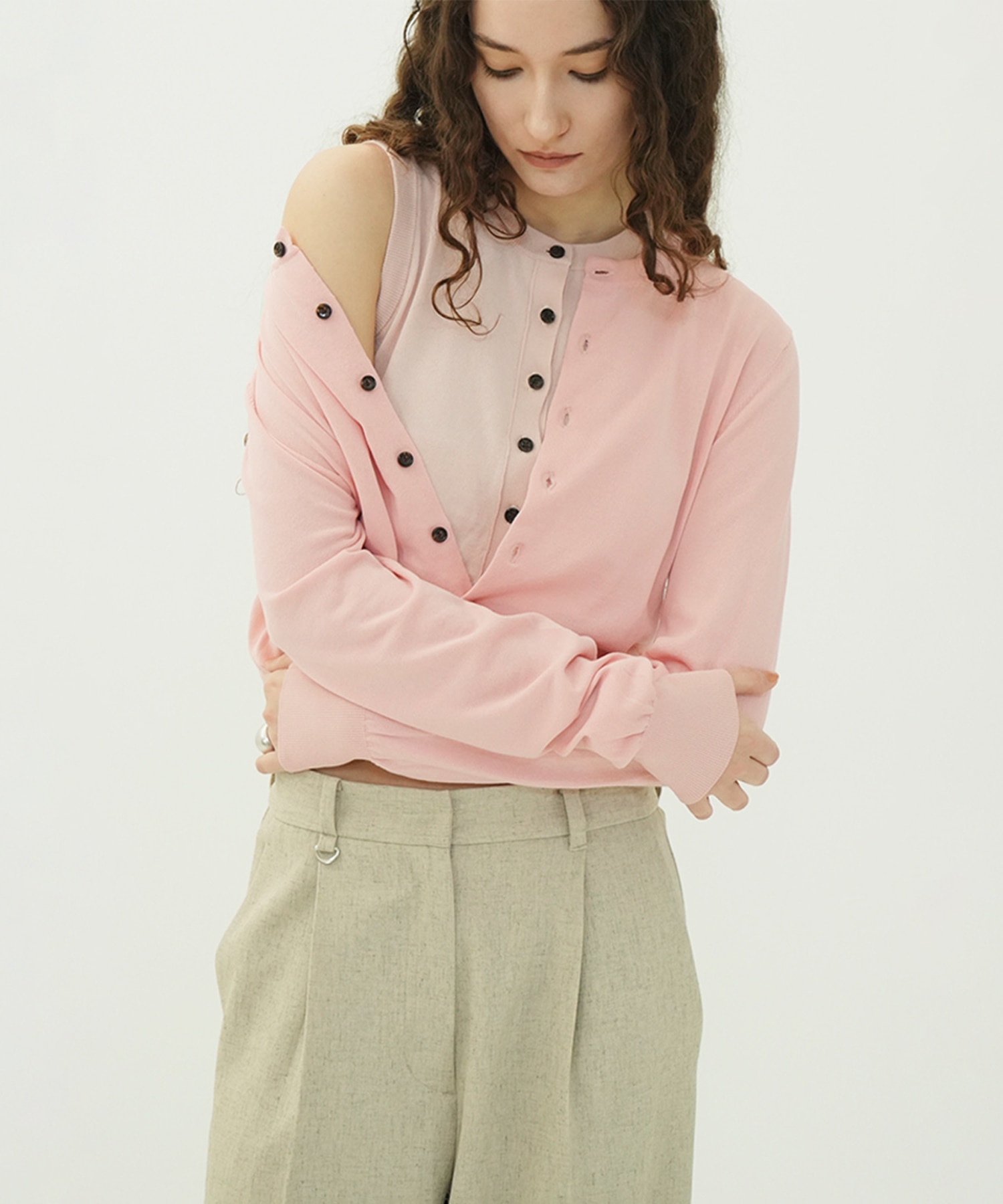 W LAYERED KNIT CARDIGAN CLANE