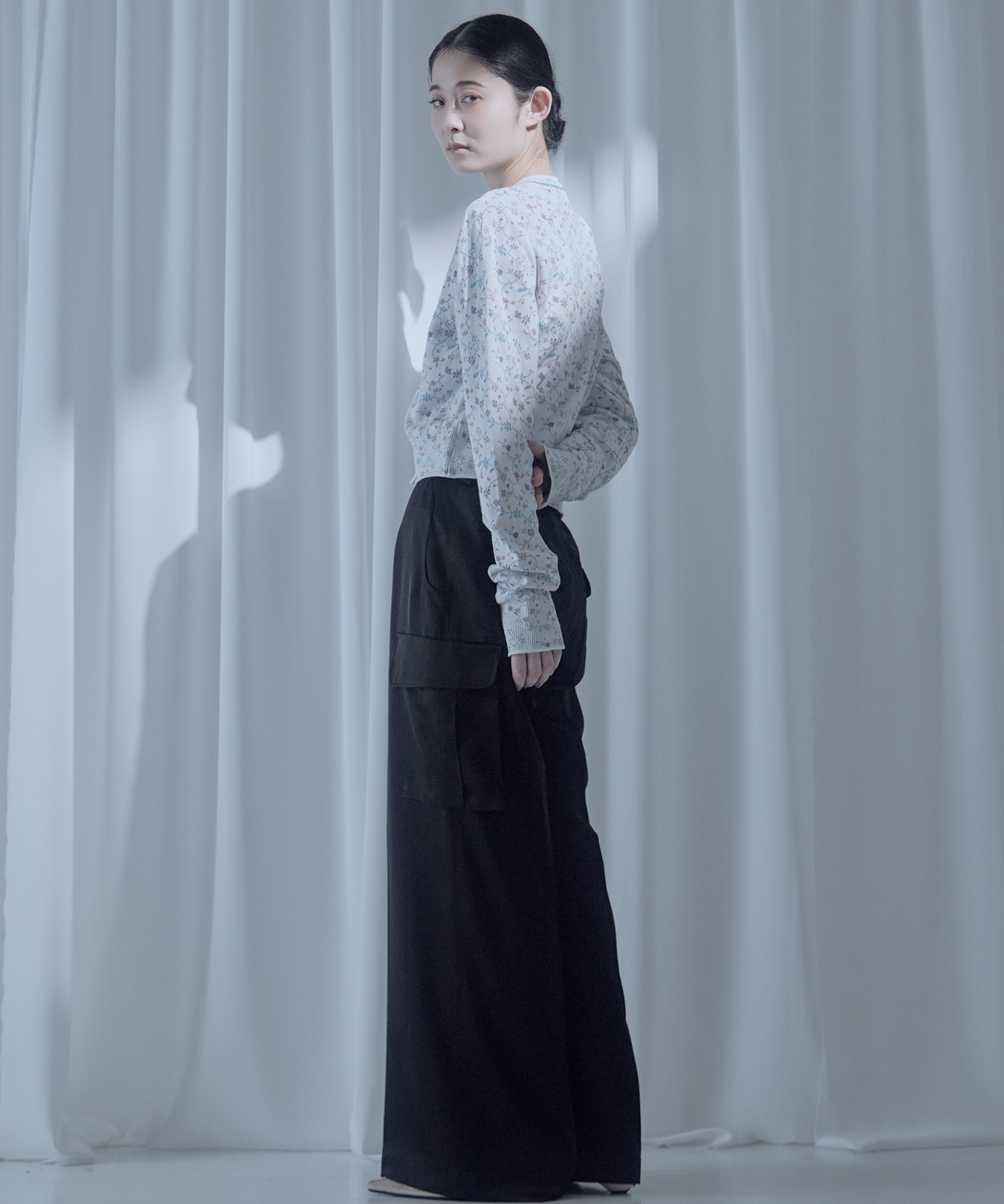 Floral Motif Glitter Knit Cardigan Mame Kurogouchi