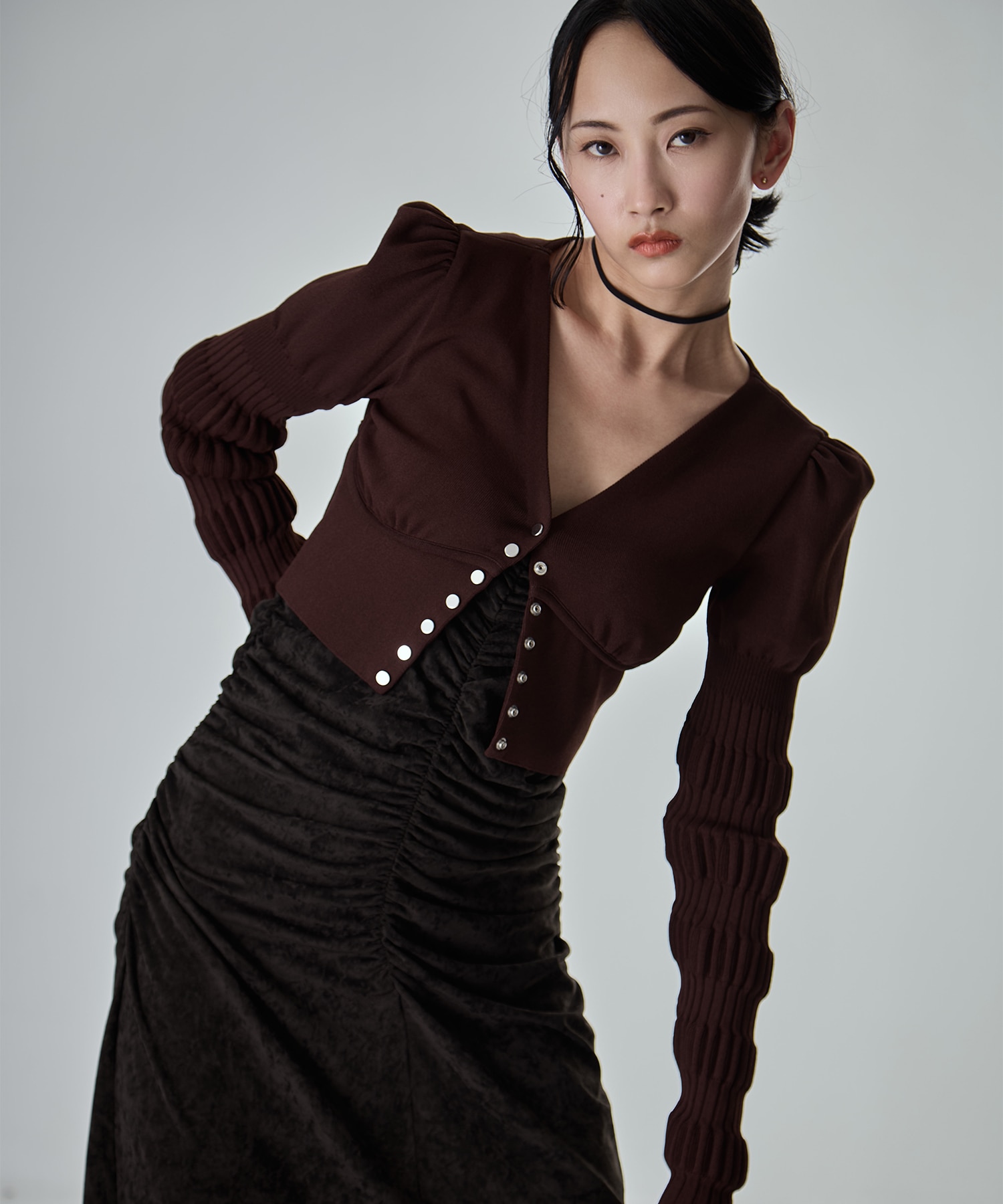 別注 STRIPE KNIT SHORT CARDIGAN FETICO