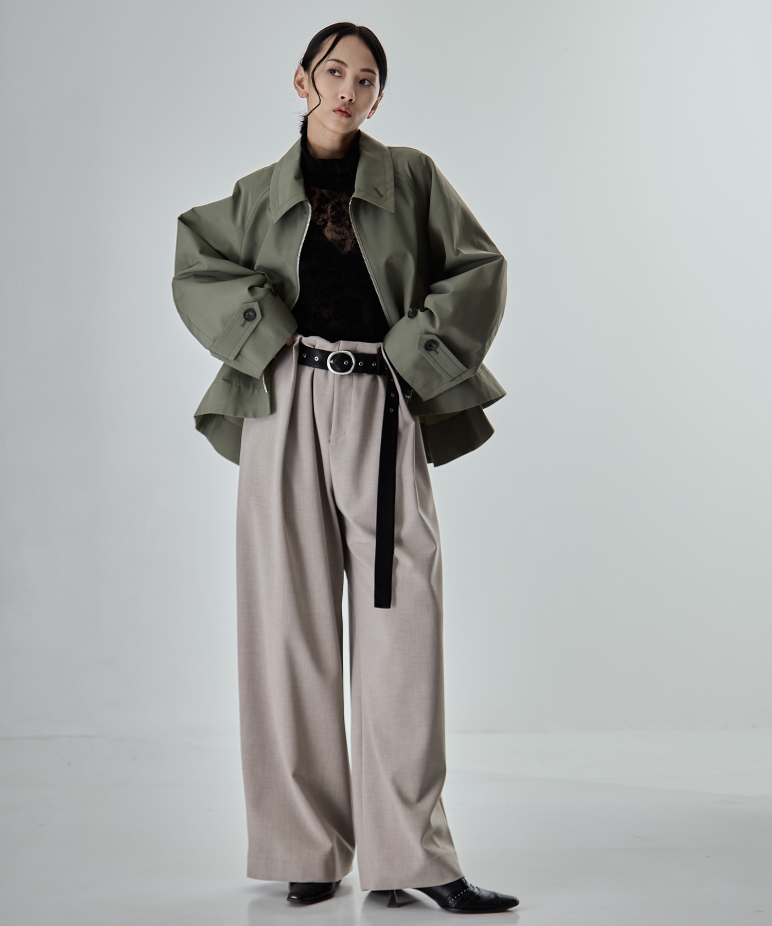 Belted Stretch Trousers STUDIOUS