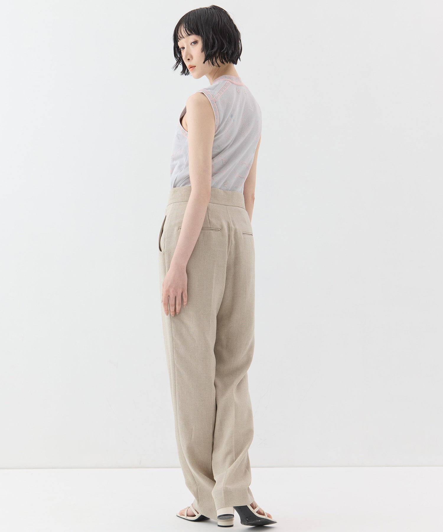 Triacetate Polyester Tapered Trousers Mame Kurogouchi