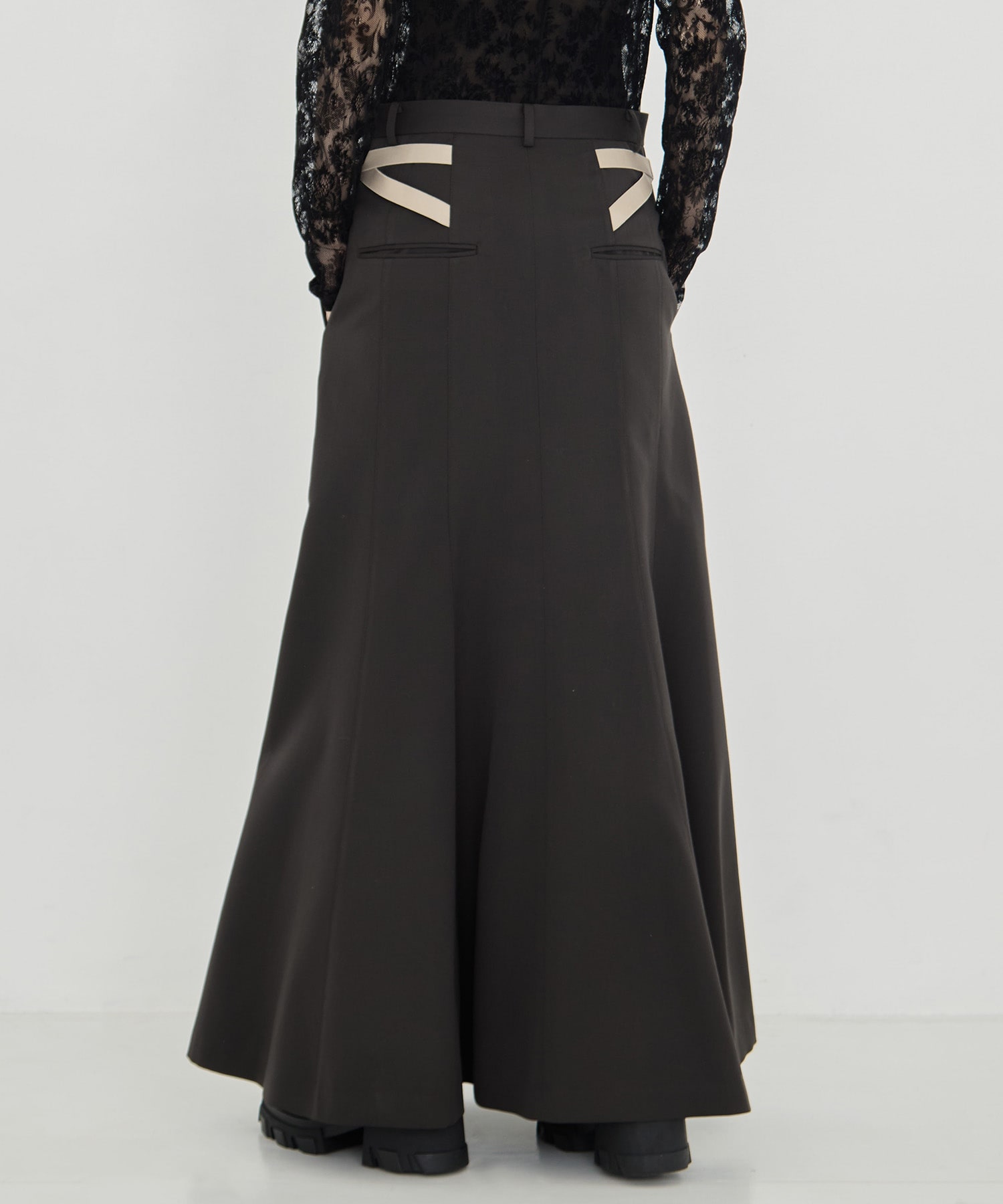 WOOL DOBBY SIDE STRAP SKIRT JOHN LAWRENCE SULLIVAN