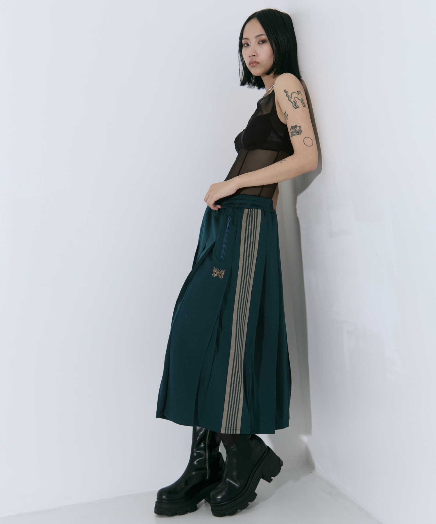 Pleated Track Skirt - Poly Smooth 