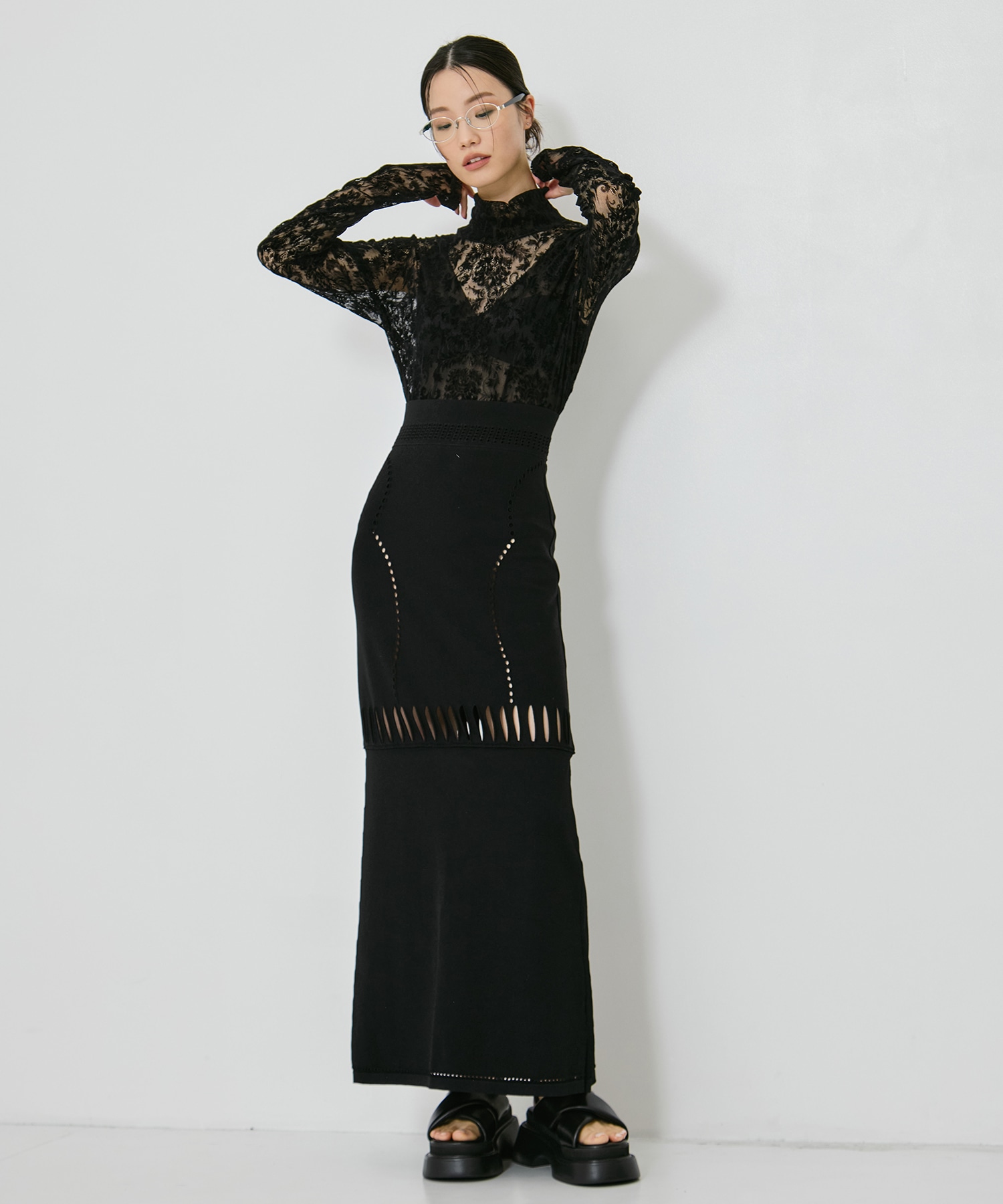 別注 MESH KNIT MAXI SKIRT FETICO