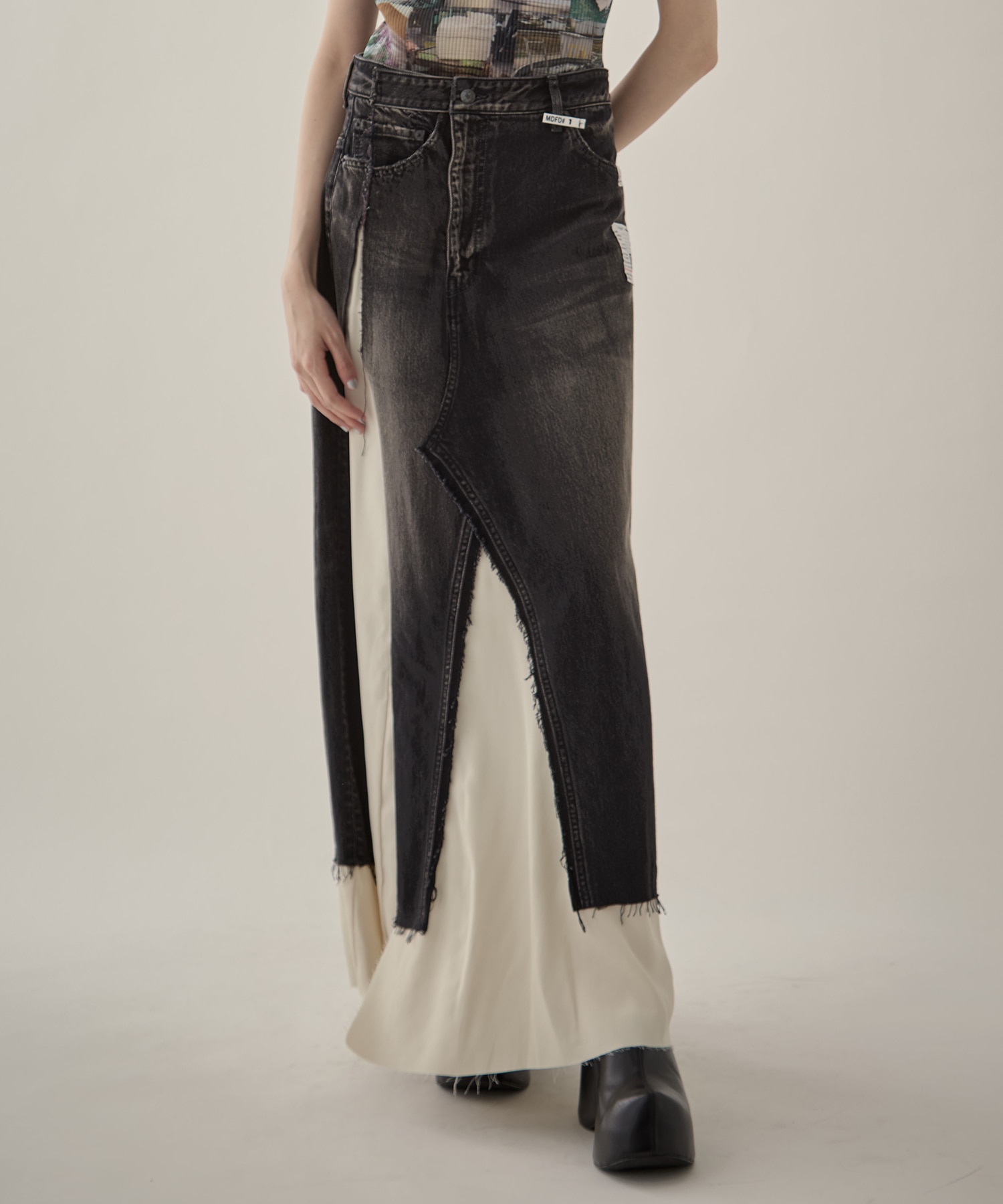 DENIM PANTS COMBINED SKIRT Maison MIHARA YASUHIRO