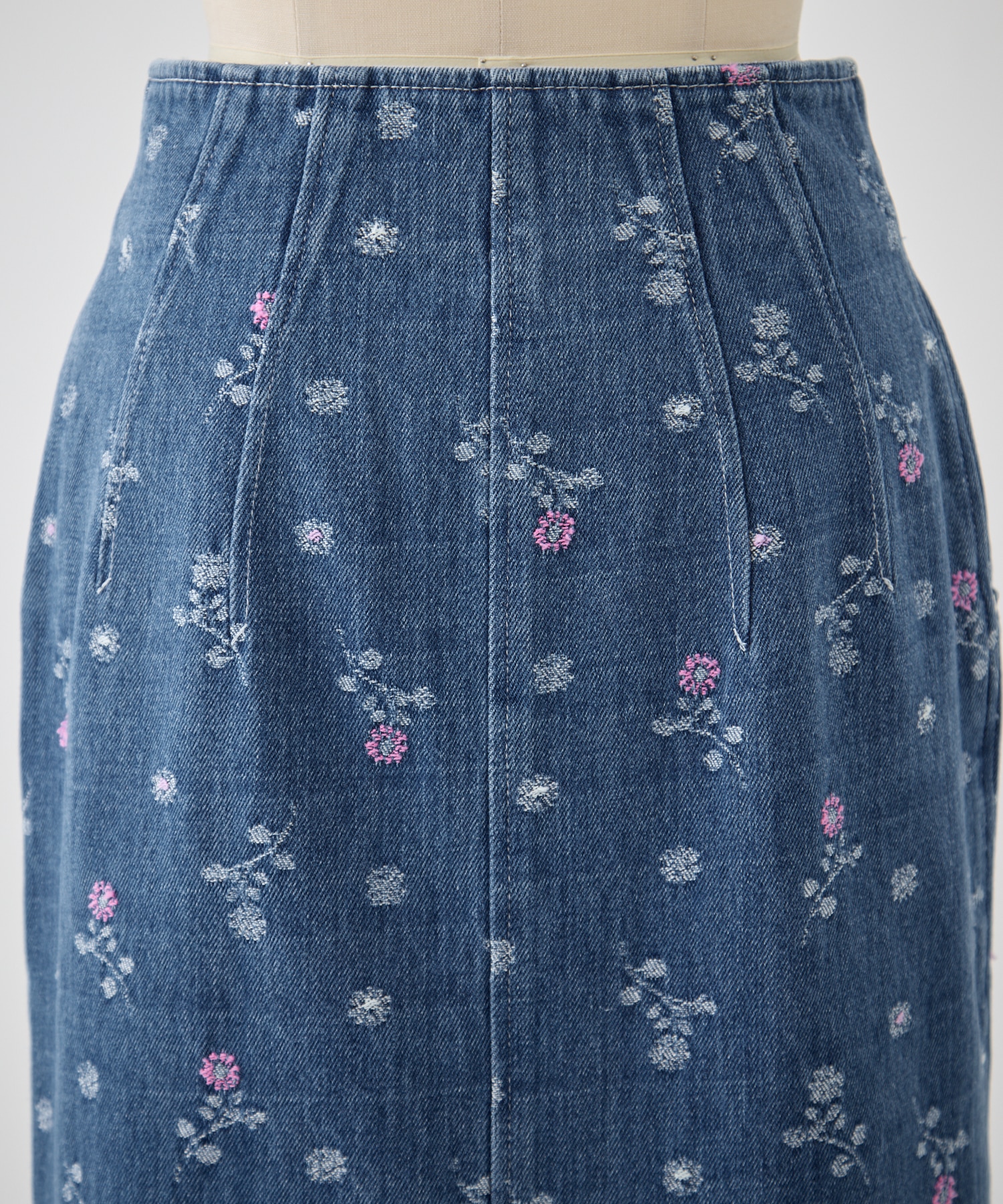Floral Jacquard High Waisted Denim Skirt Mame Kurogouchi