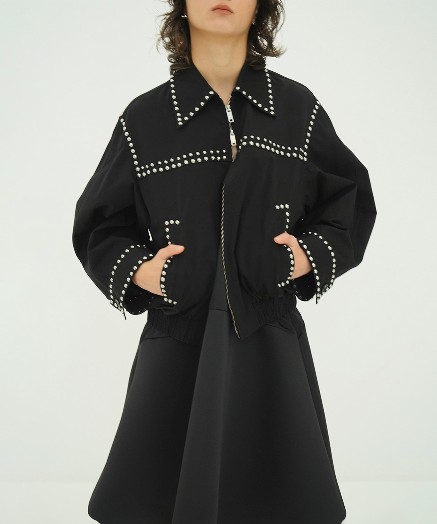 W COLOR STUDDED DRIZZLER JACKET CLANE