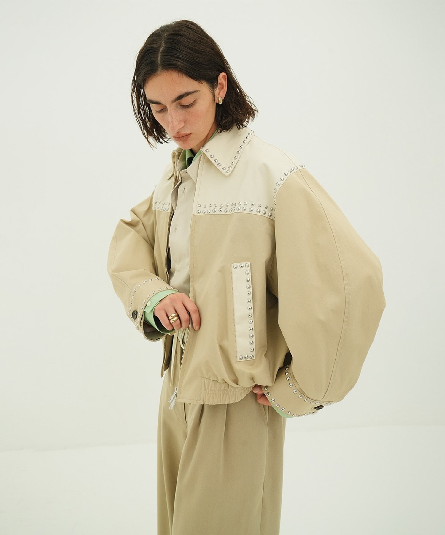 W COLOR STUDDED DRIZZLER JACKET CLANE