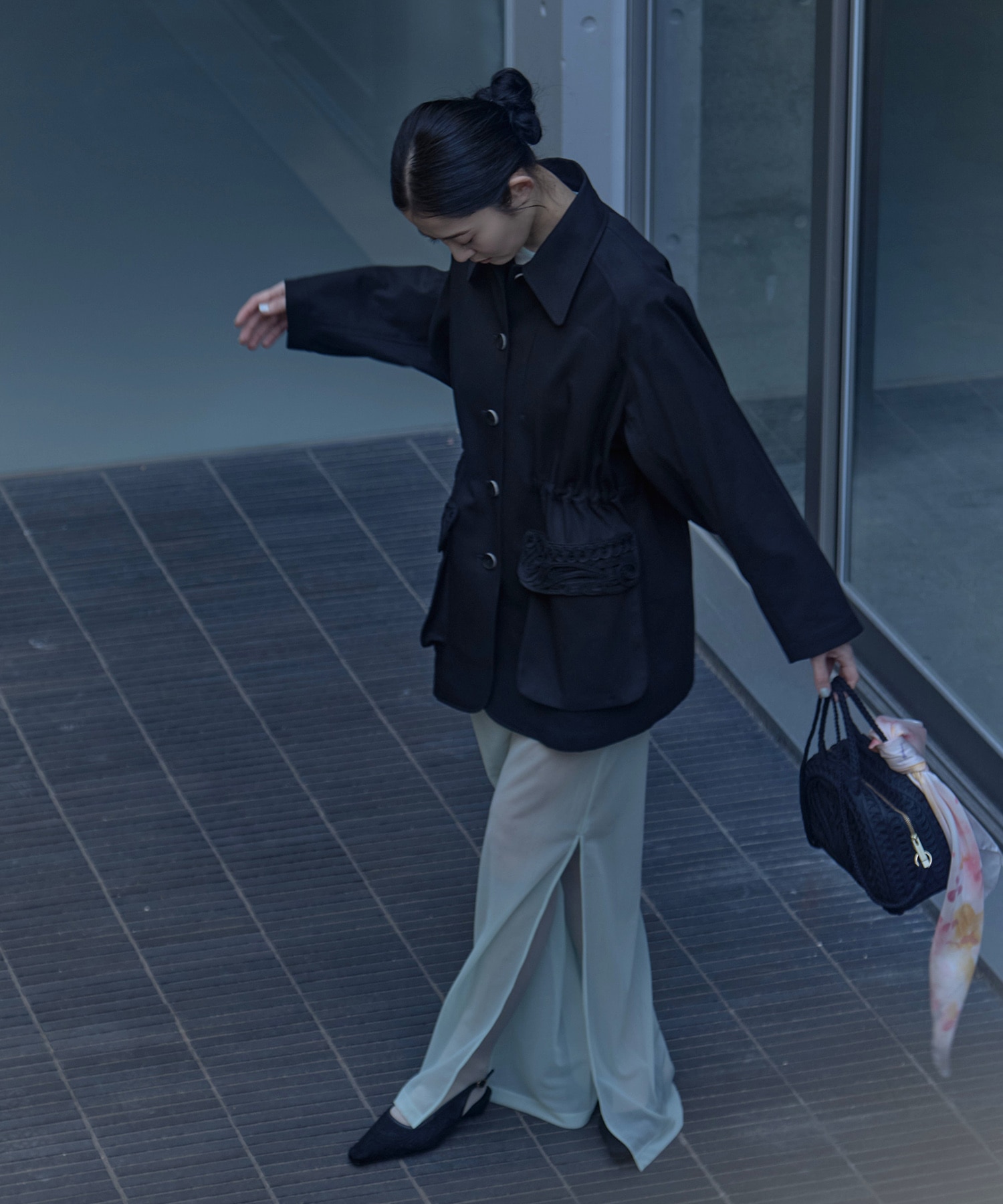 別注Cording Embroidery Detailed Middle Length Jacket Mame Kurogouchi