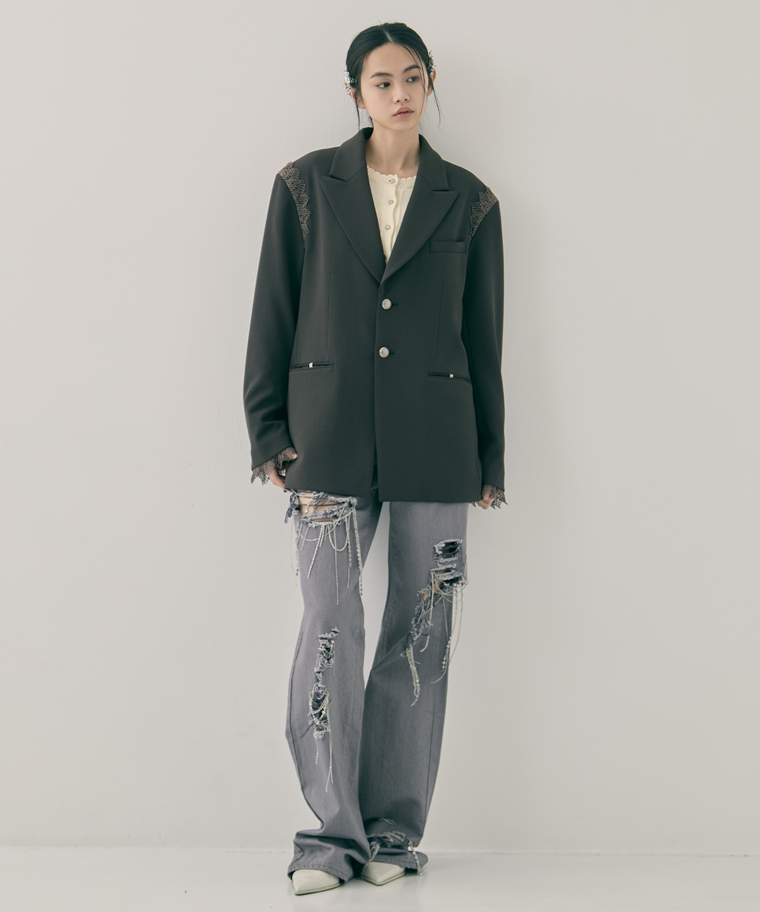 garter collar peaked lapel jacket tanakadaisuke