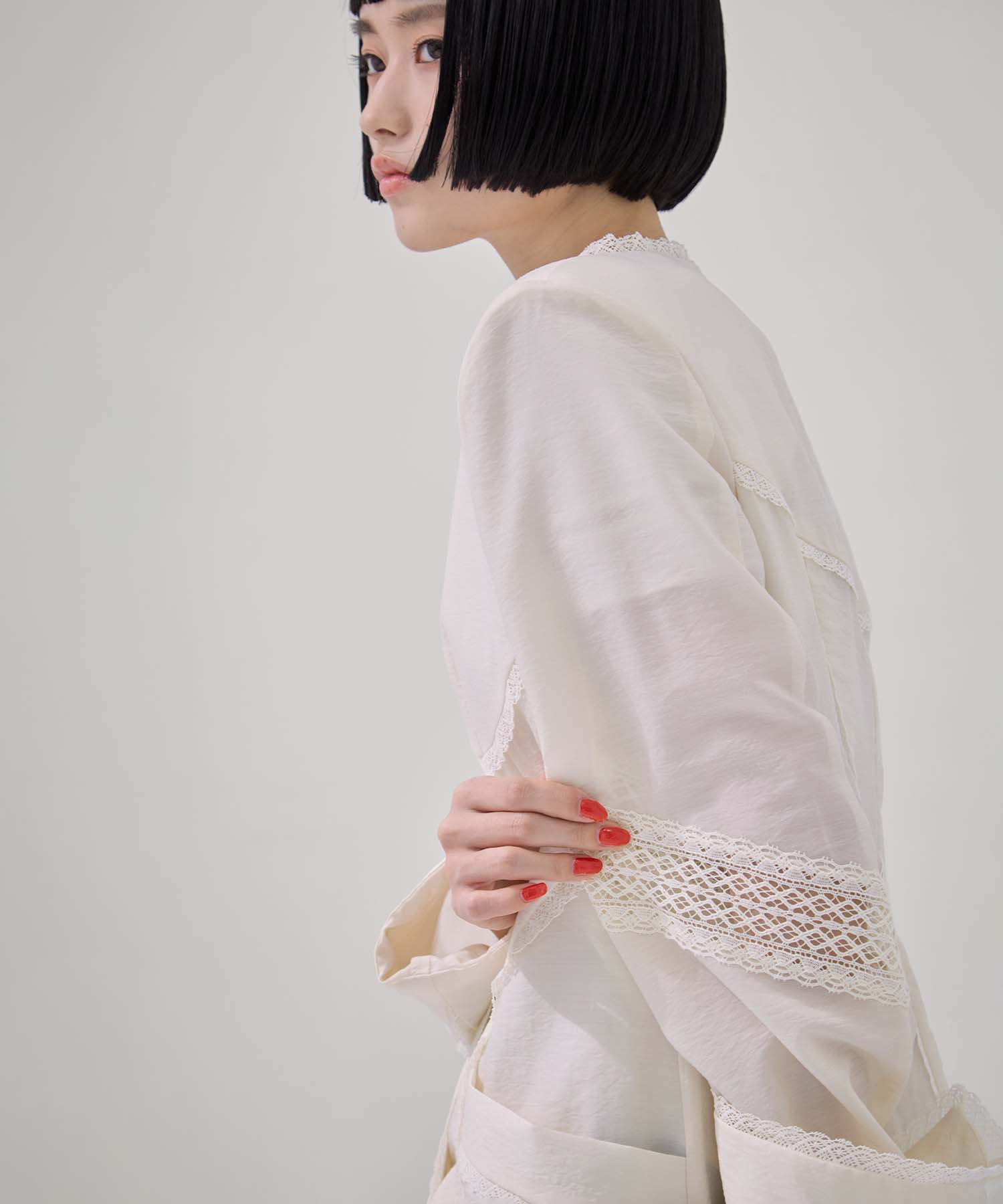 別注 LACE-PANELED SHIRT JACKET FETICO