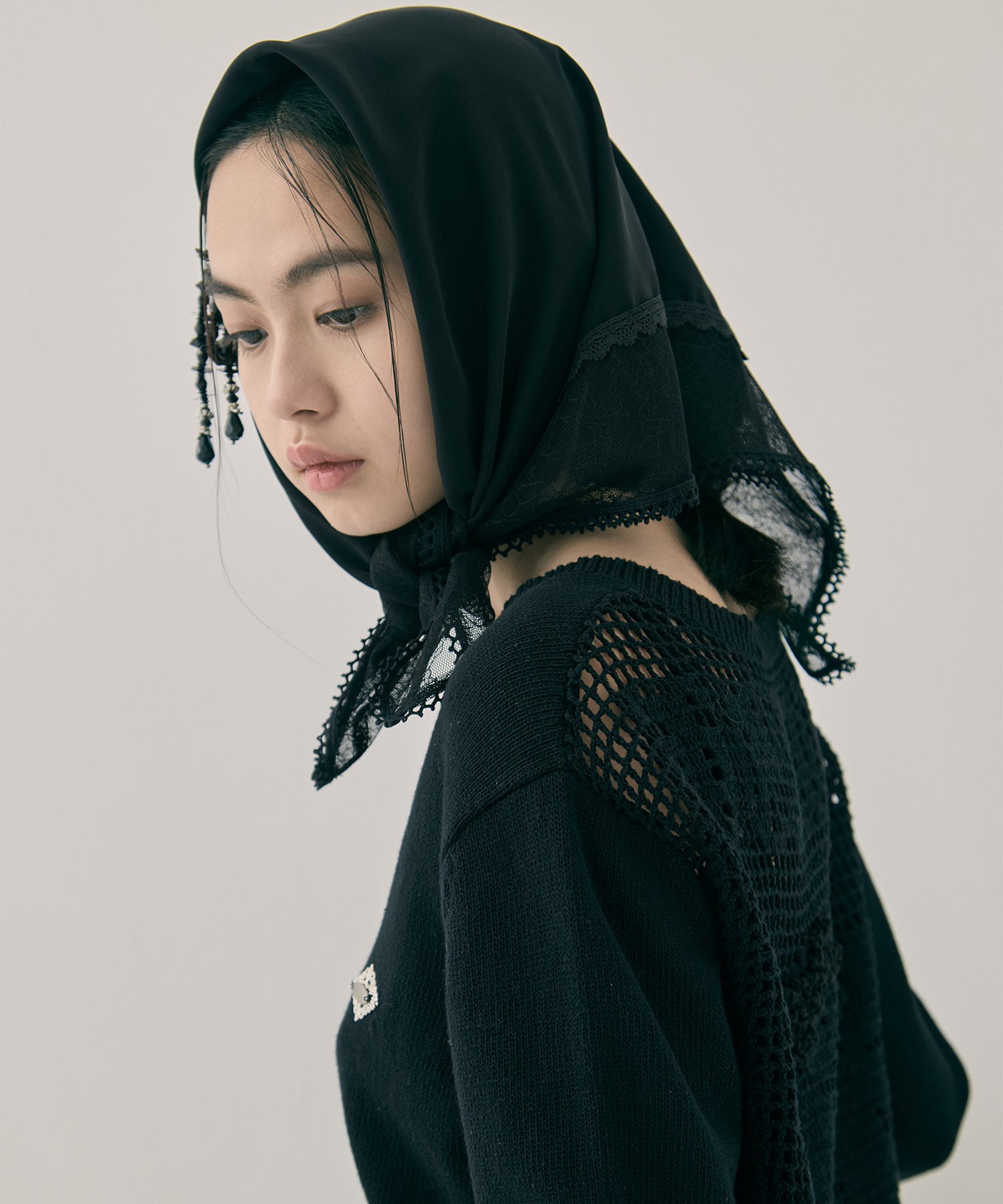 flower lace frame scarf tanakadaisuke