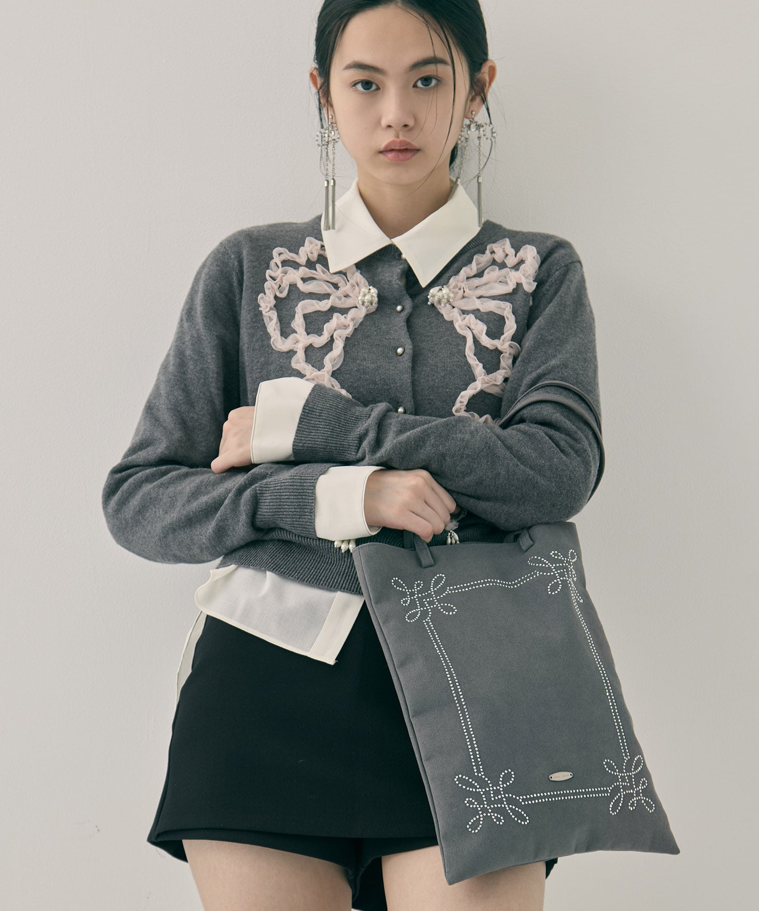 Rhinestone frame tote bag tanakadaisuke