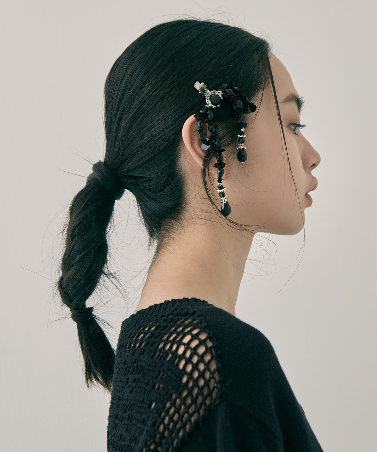 black beads ribbon clip tanakadaisuke