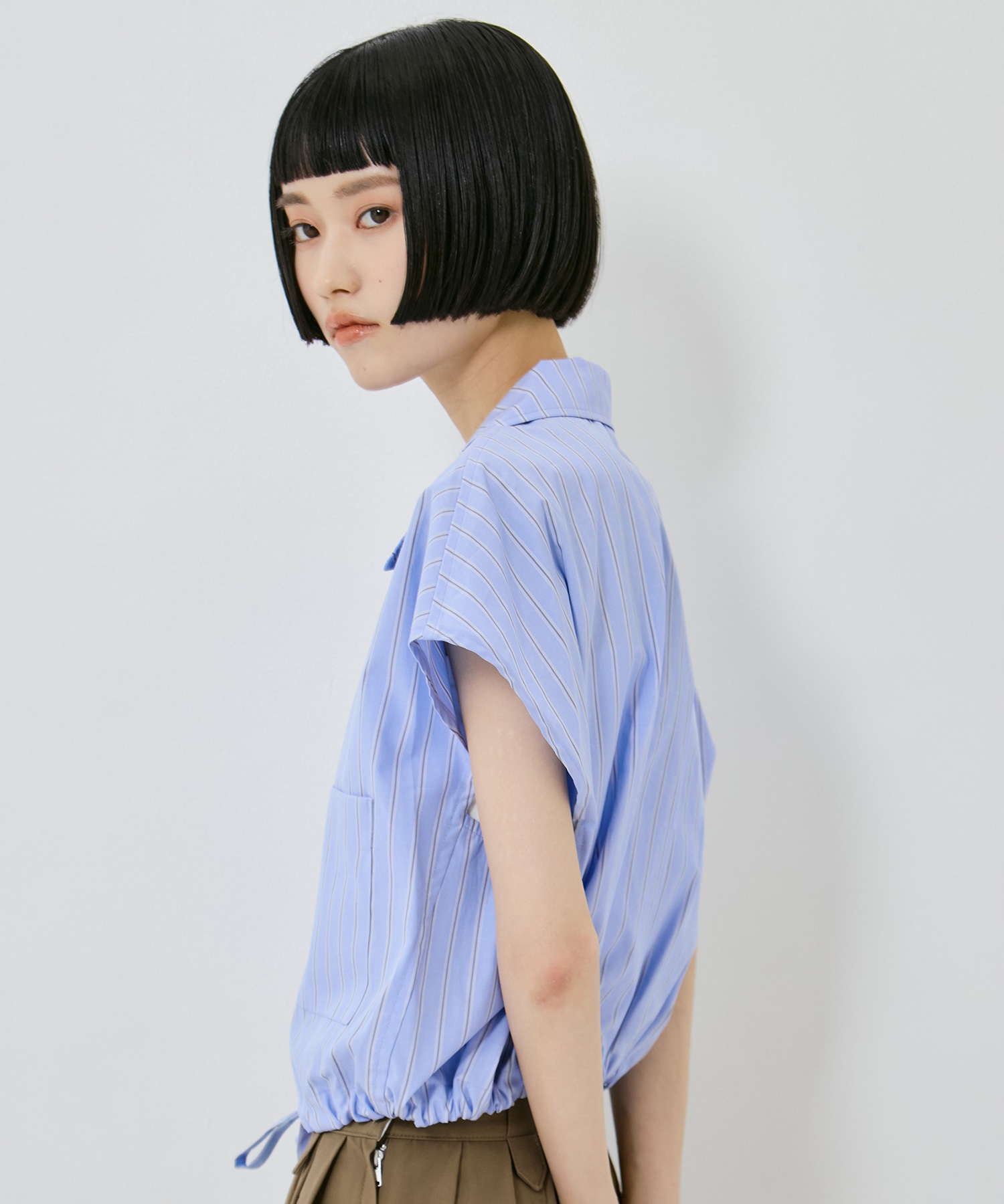 Open Collar Cropped Shirt UJOH